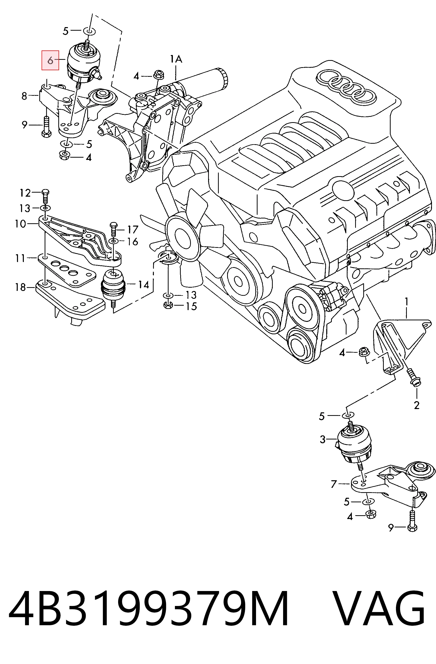 Coxim (suporte) esquerdo/direito de motor VAG 4B3199379M preço, a partir de 182,09 USD