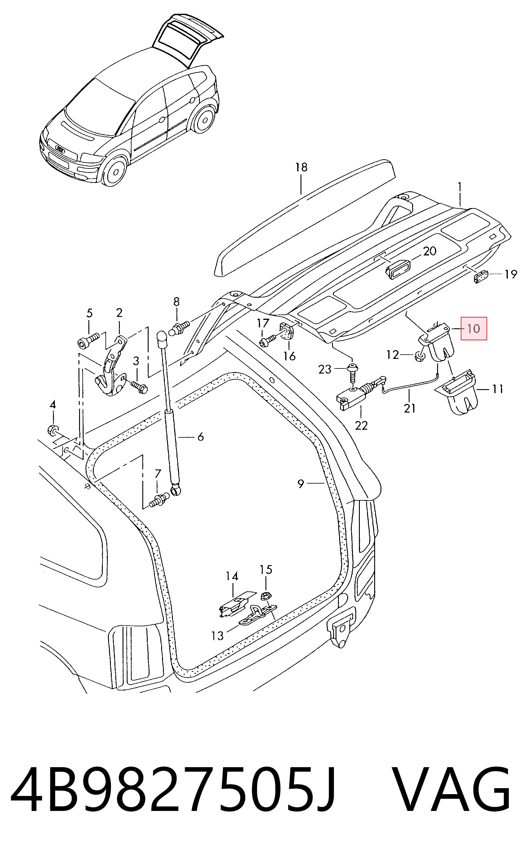 Fecho de tampa de porta-malas (de 3ª/5ª porta traseira) Audi A2  8Z0