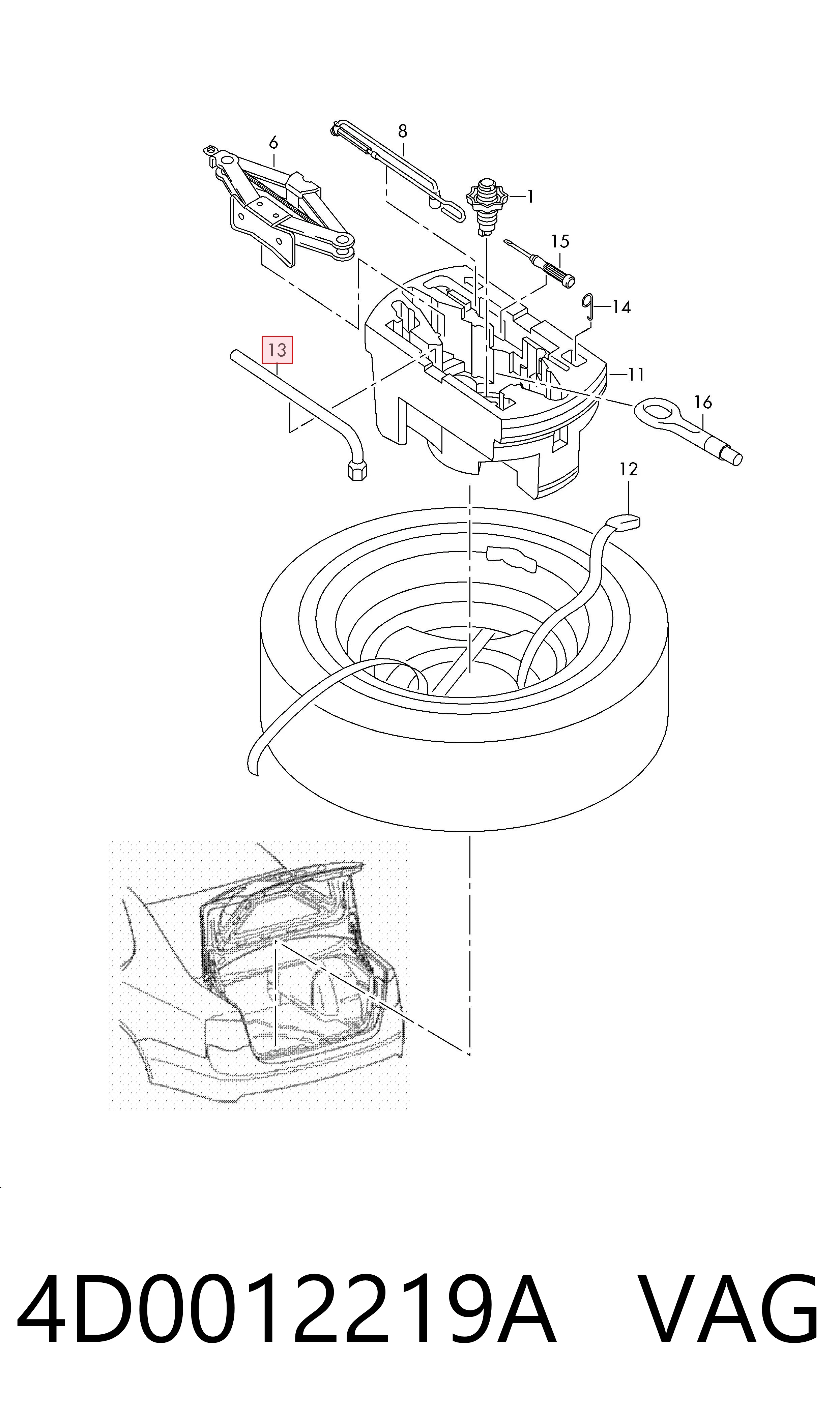 Compre 4D0012219A VAG Chave para os pneus (de encaixe)