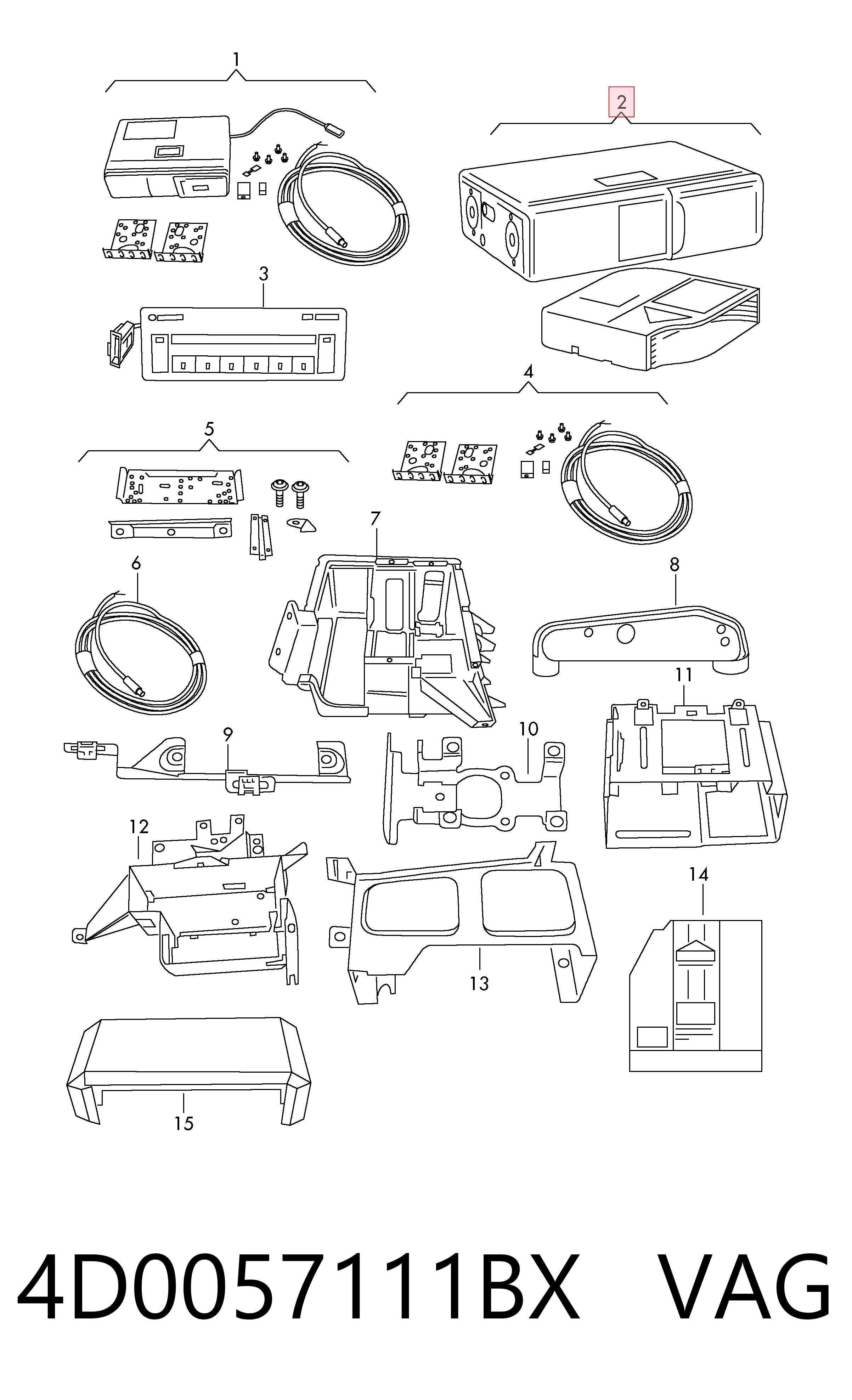 Aparelhagem de som (rádio AM/FM) para Audi A6 C5 4B2, 4B4