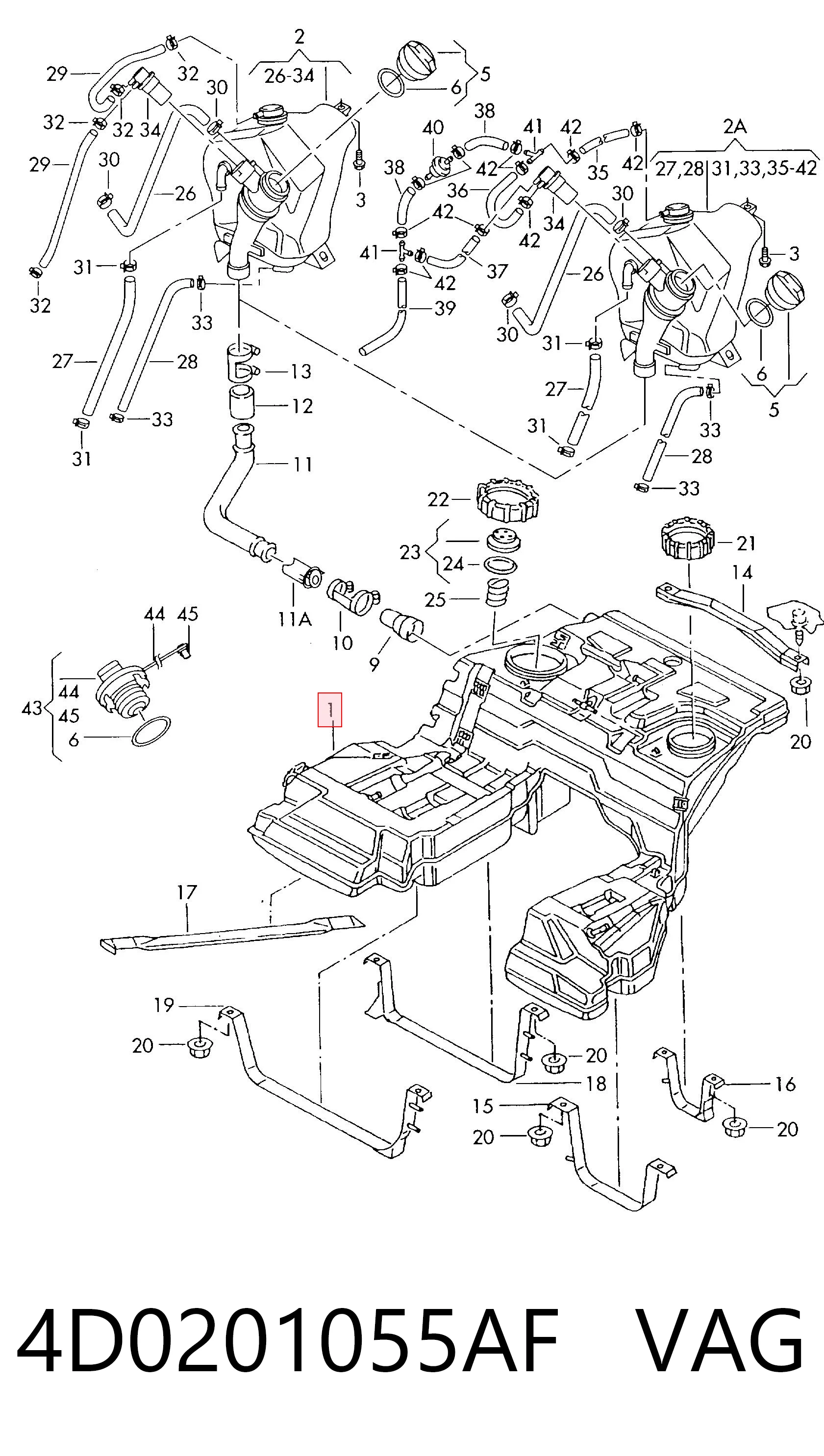 Tanque de combustível Audi A8 4D2, 4D8 ao melhor preço