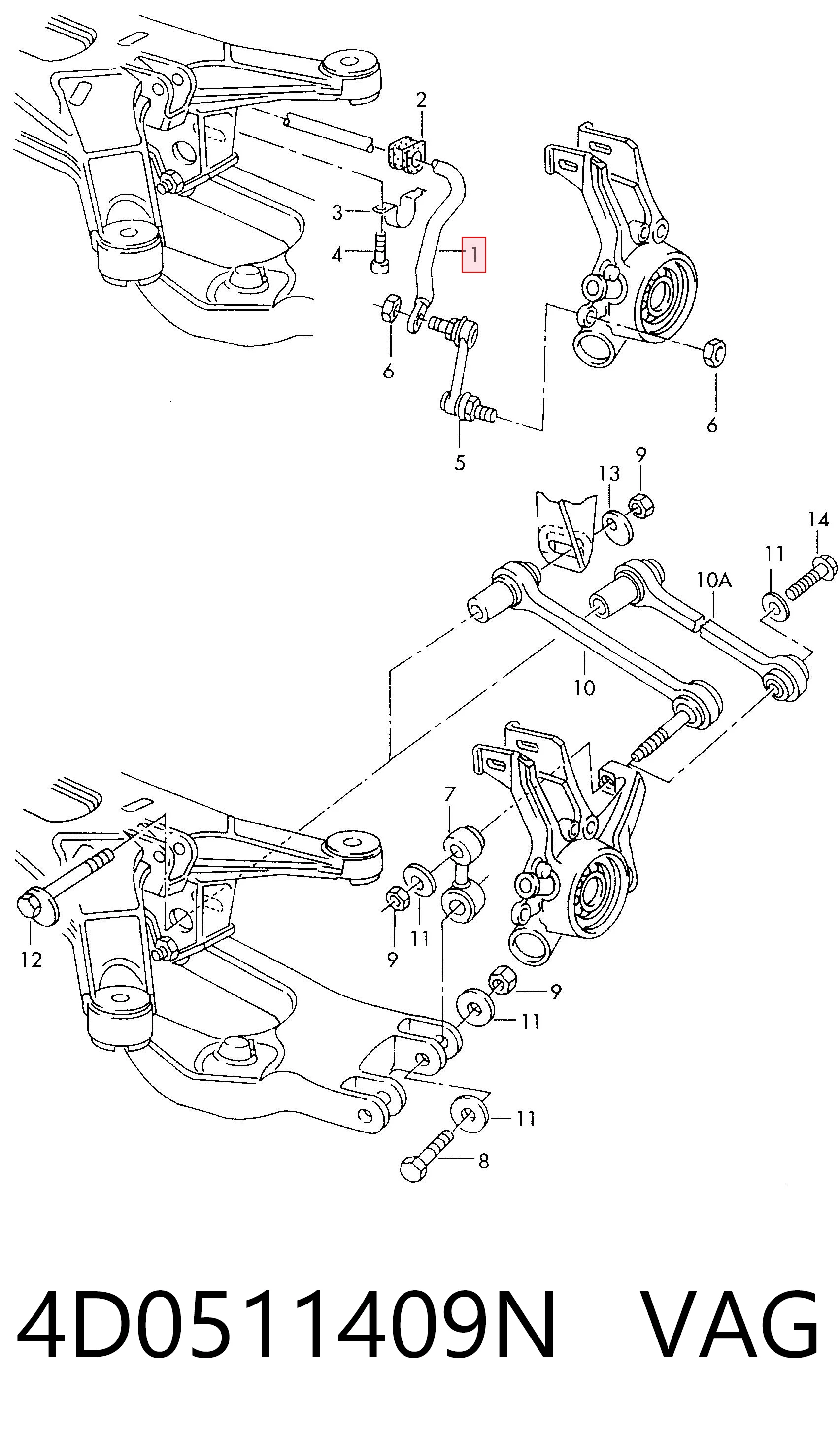 Estabilizador traseiro Audi A8 4D2, 4D8 ao melhor preço