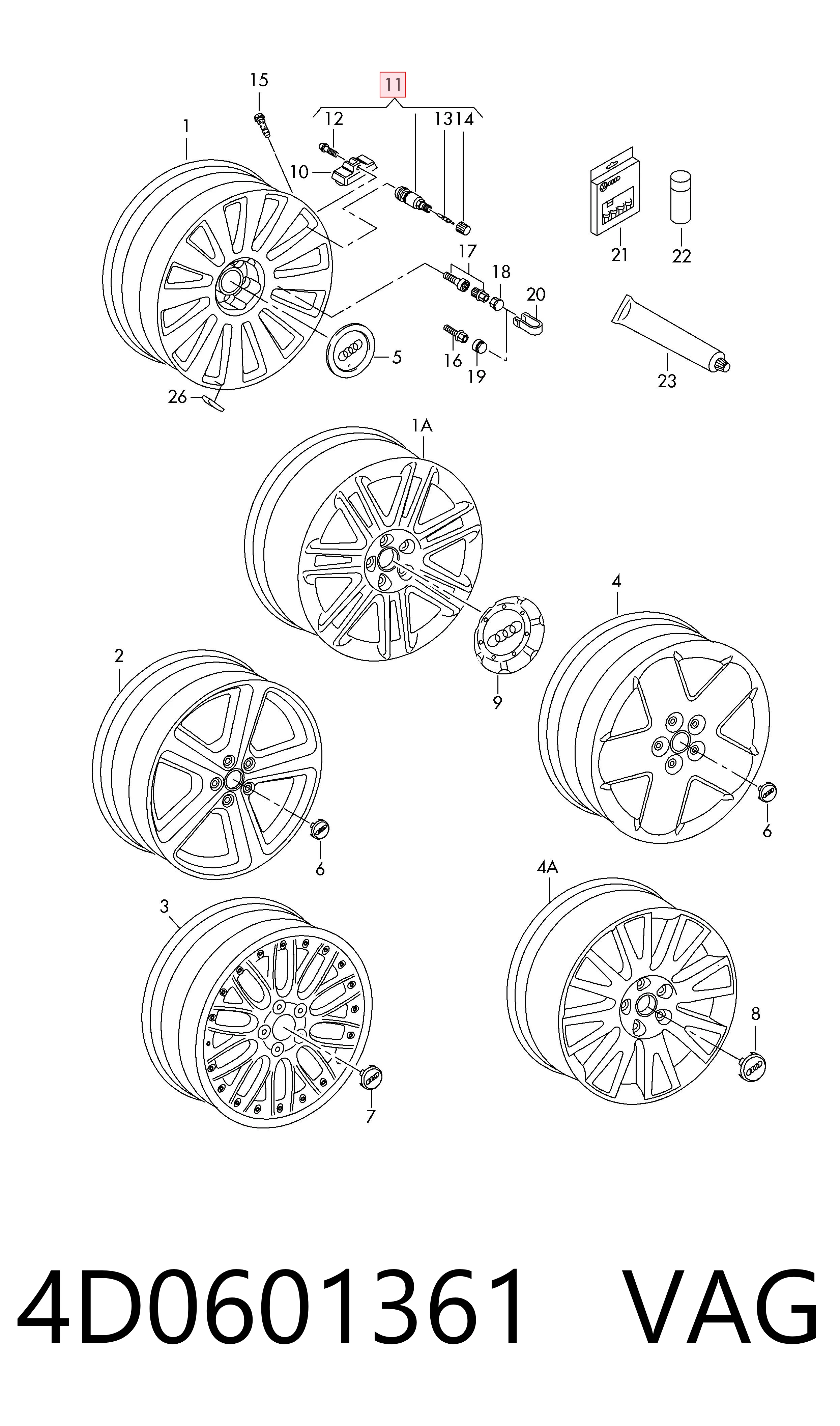 95536166110 Porsche Válvula de controlo de pressão de ar no pneu