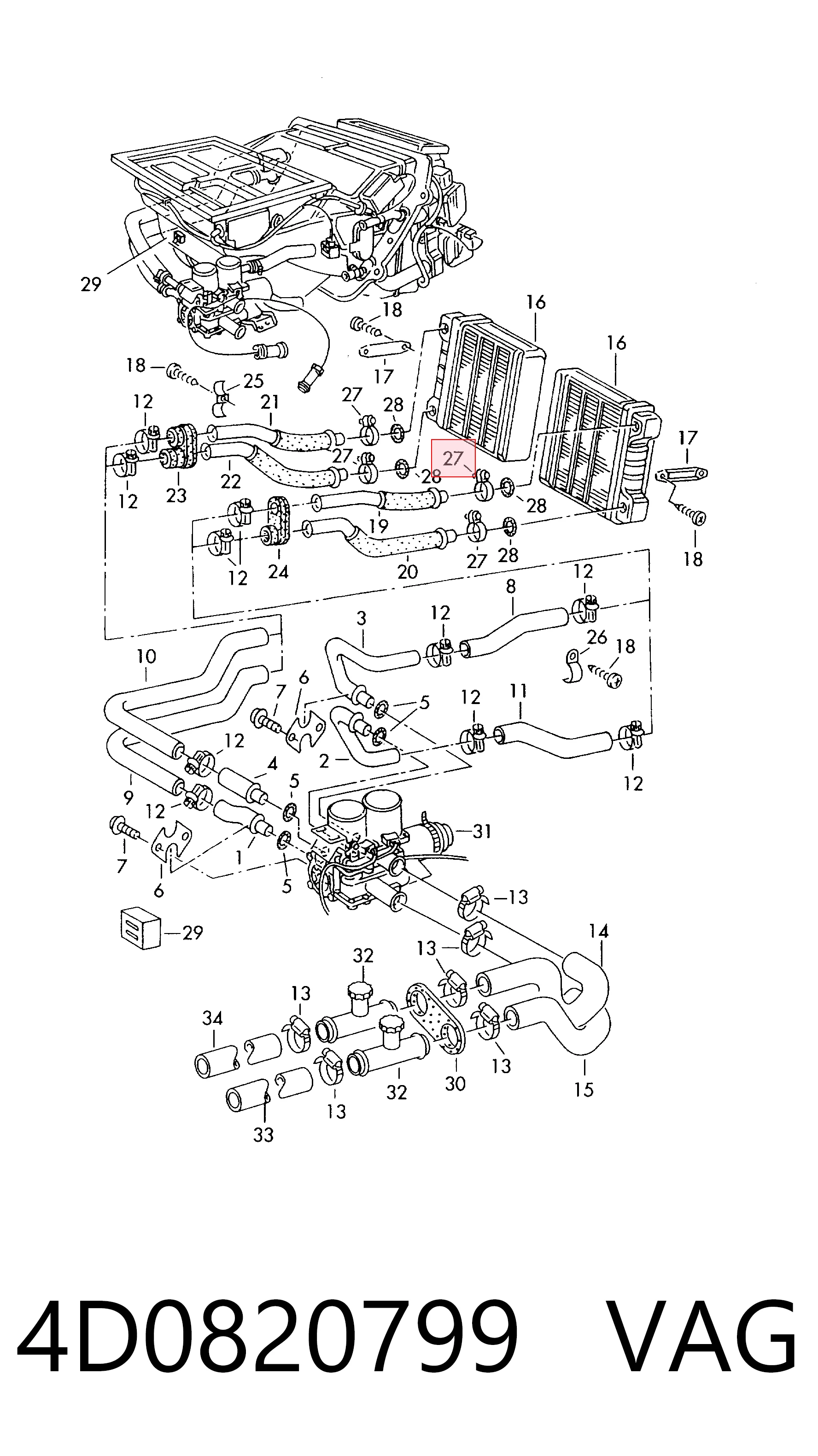 4D0820799 VAG Consola de tanque de combustível