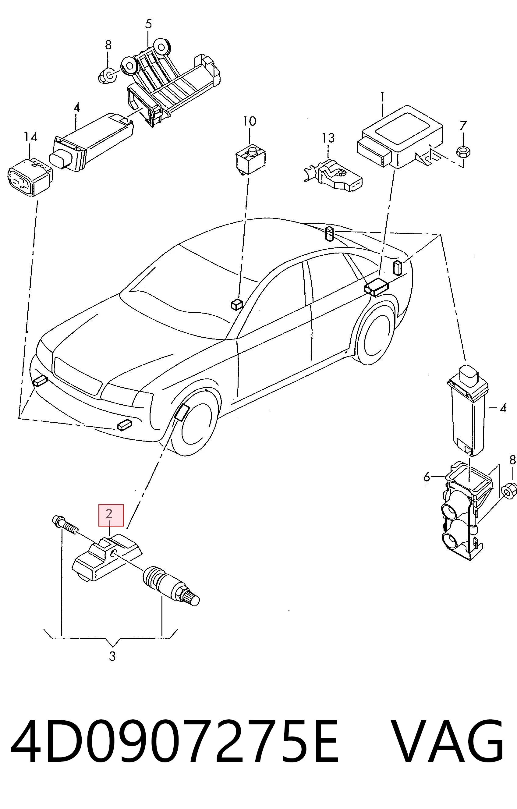  Sensor de pressão de ar nos pneus Toyota RAV4 III SUV (A3) (2005 - 2012) III