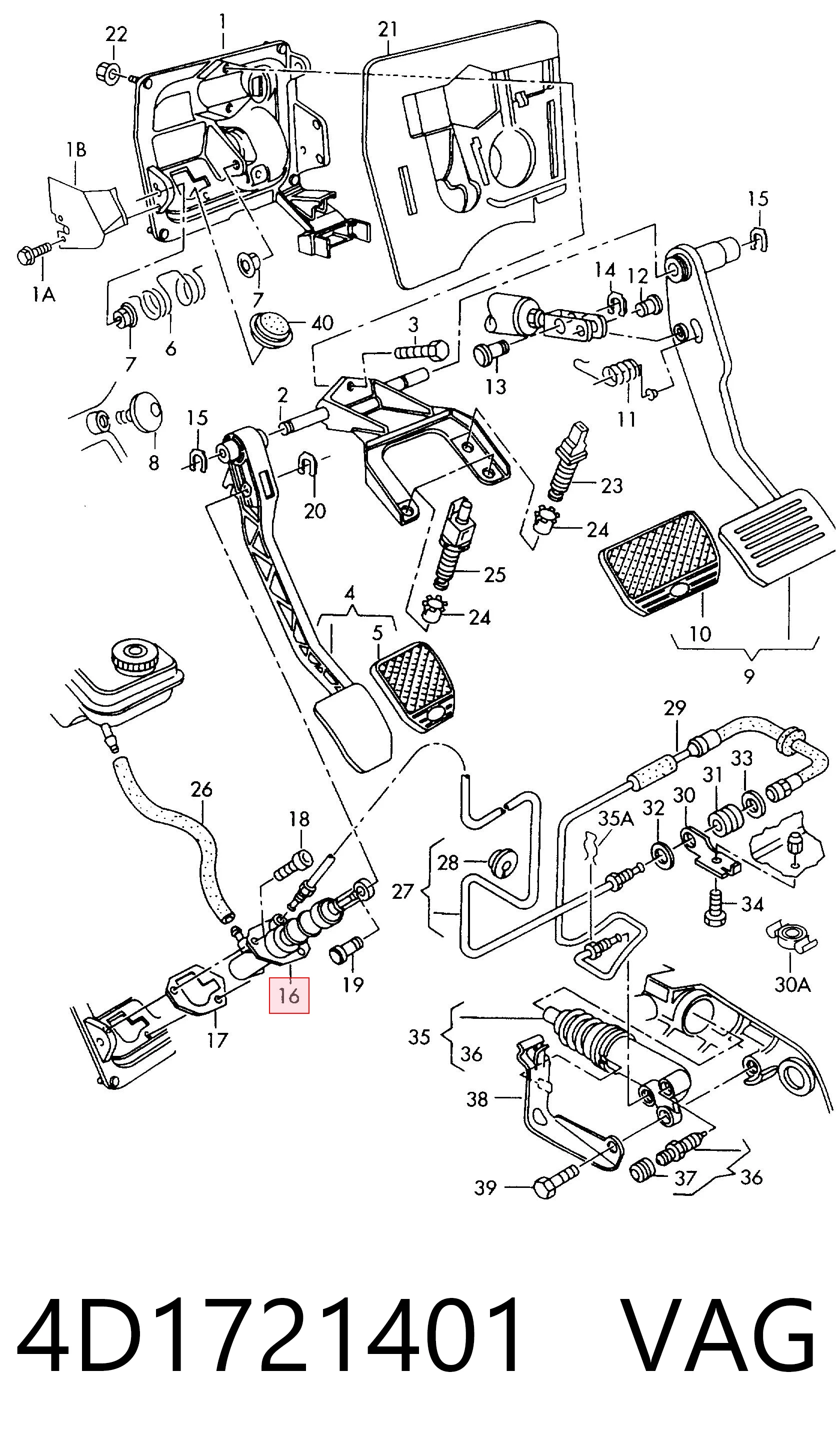 Cilindro mestre de embraiagem Audi A8 D2 4D2, 4D8