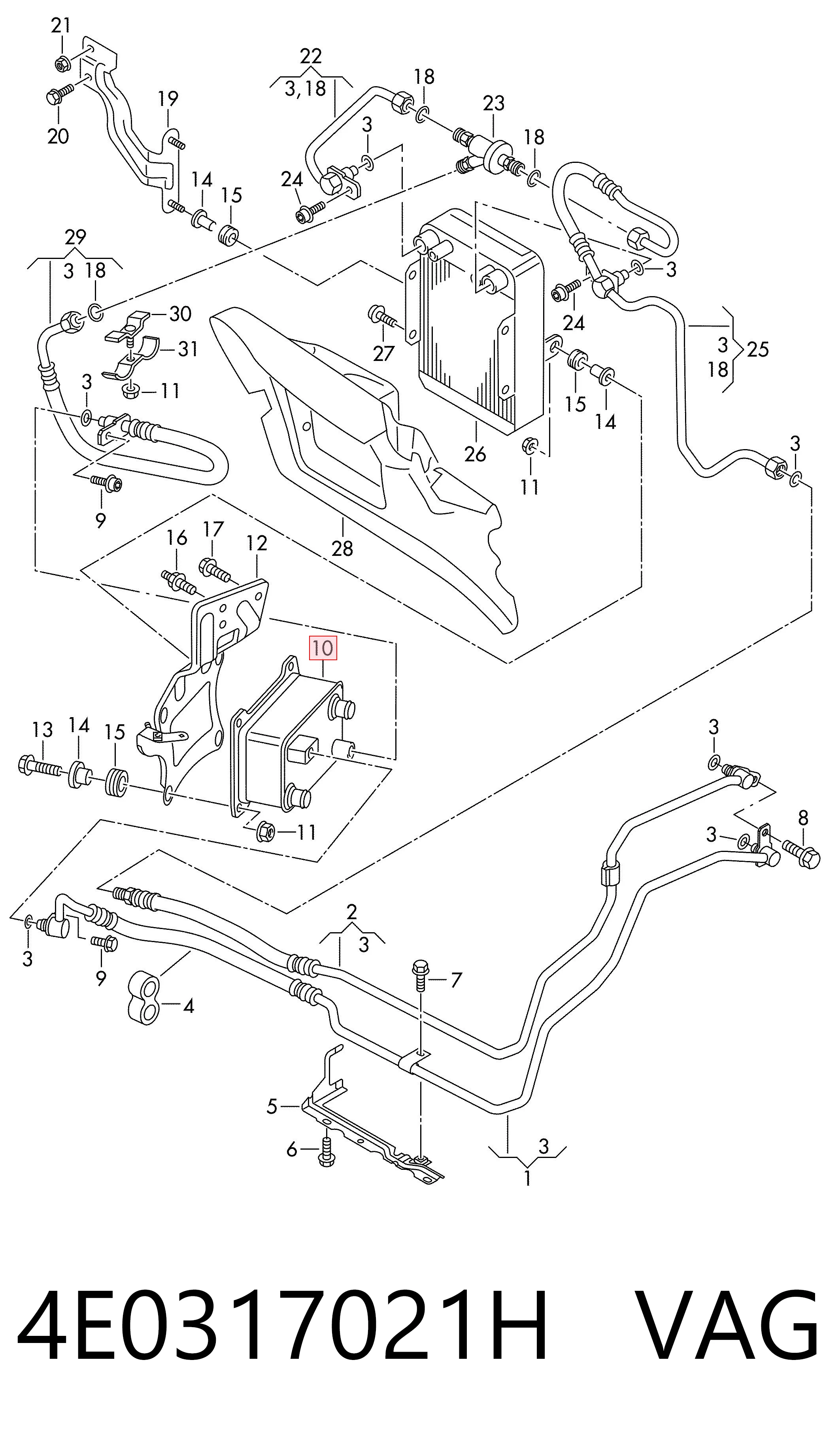 4E0317021H VAG Radiador de esfriamento, Caixa Automática de Mudança