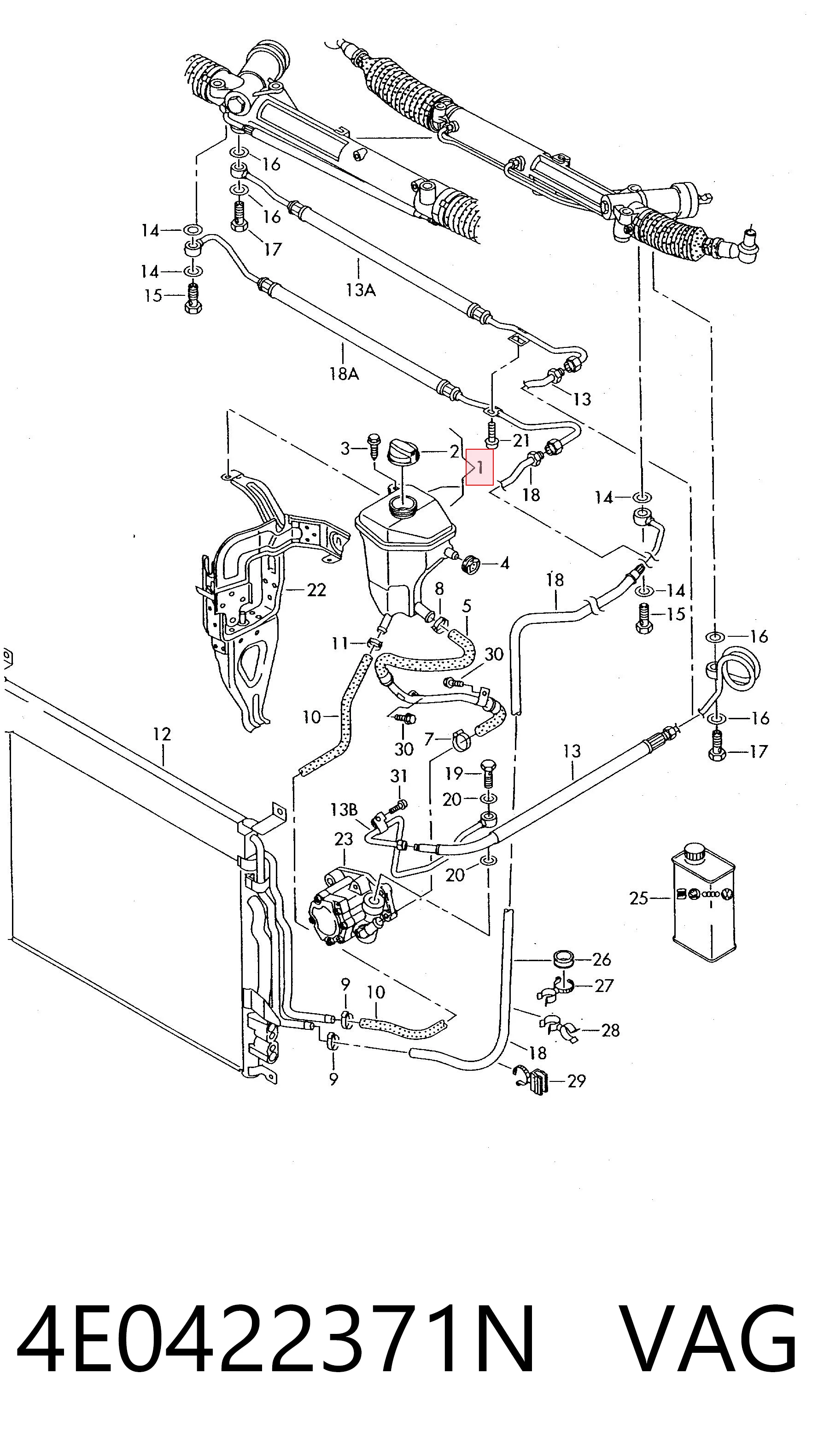 Tanque de bomba da Direção hidrâulica assistida Audi A8 D3 4E2, 4E8