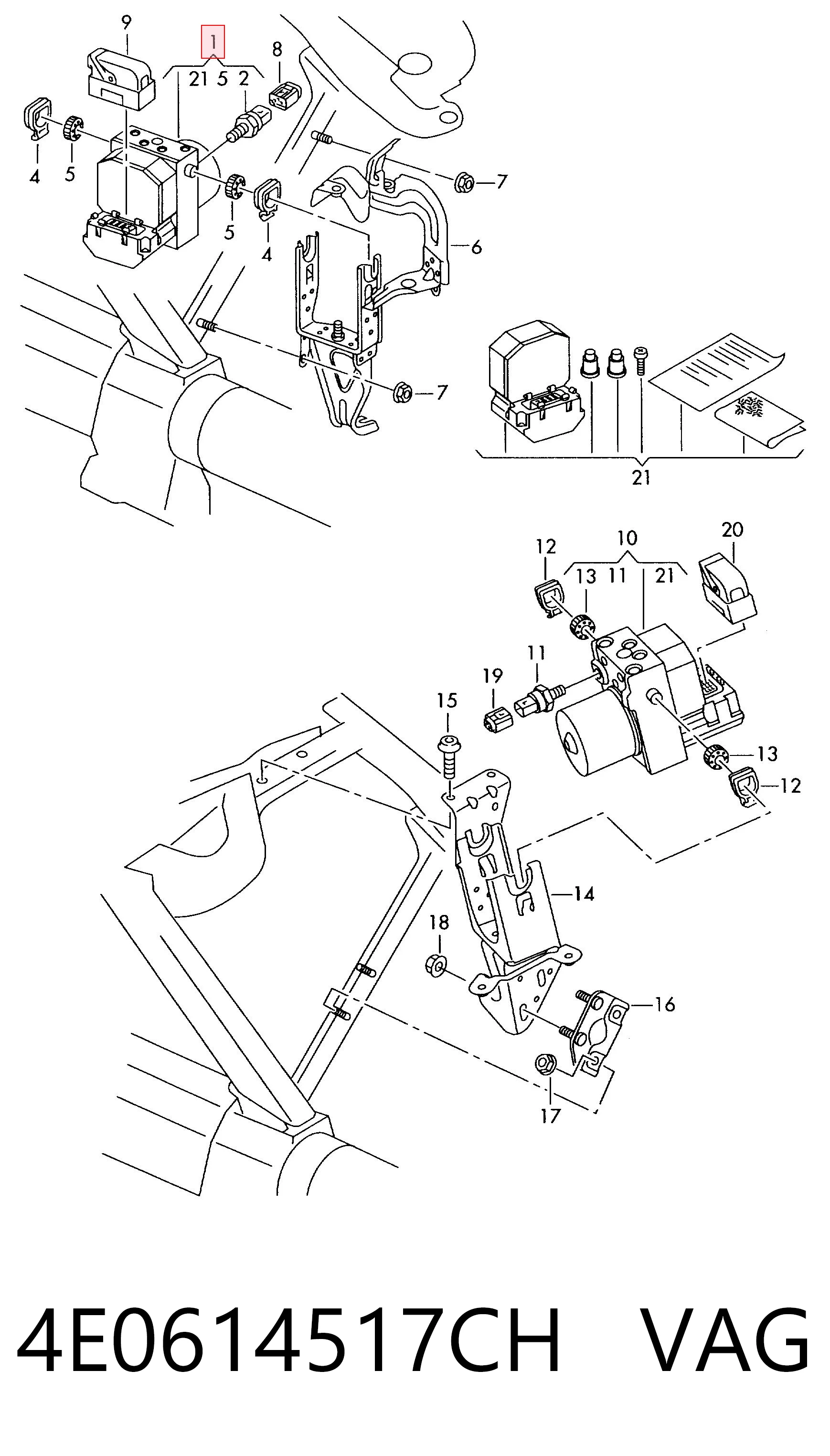 Unidade hidráulico de controlo ABS para Audi A8 D3 4E2, 4E8