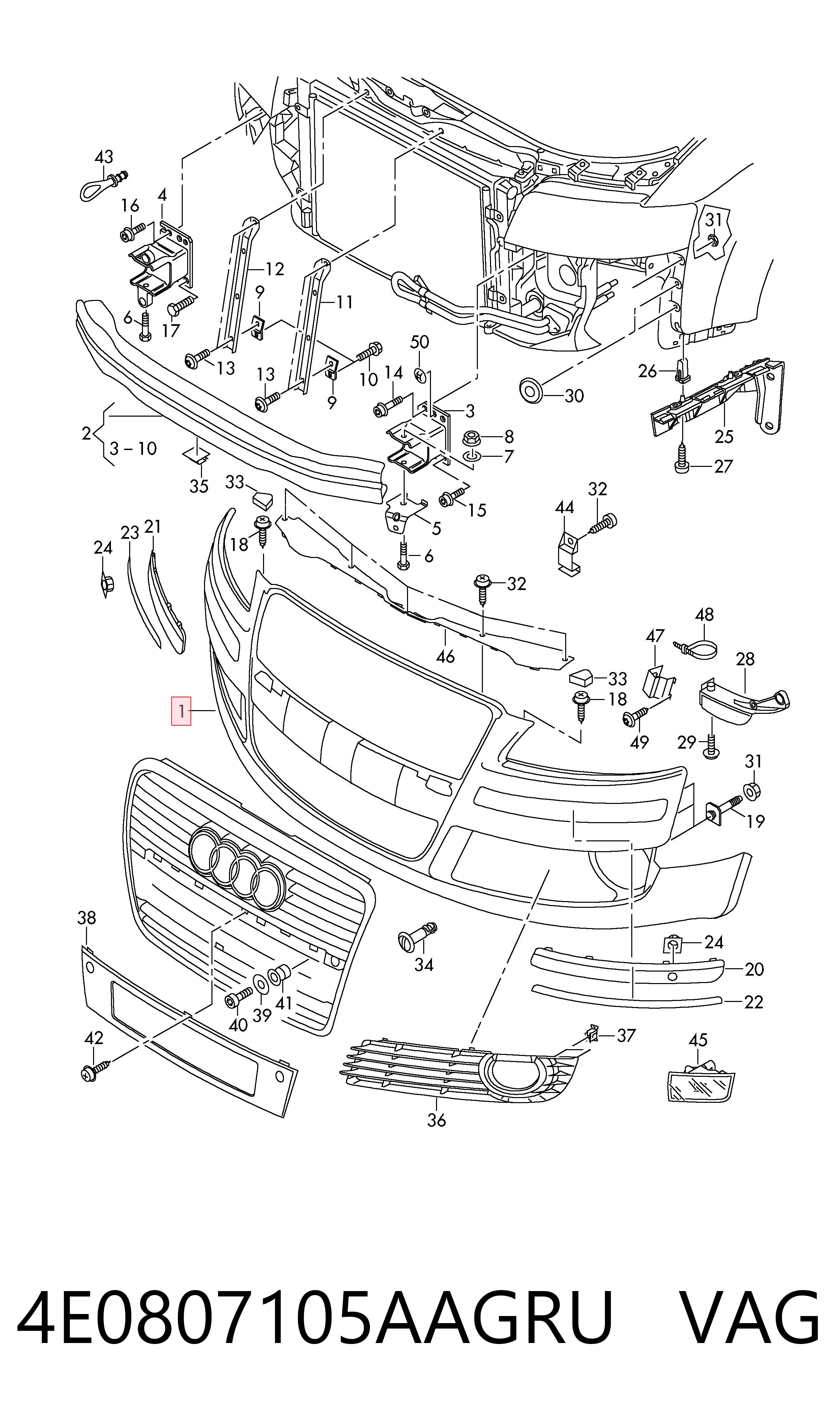 Pára-choque dianteiro Audi A8  4E2, 4E8 ao melhor preço