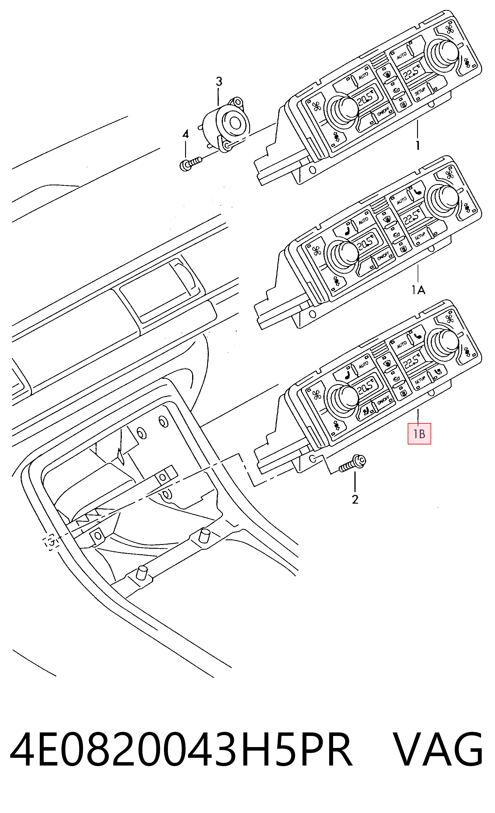 Unidade de controlo dos modos de aquecimento/condicionamento Audi A8 D3 4E2, 4E8