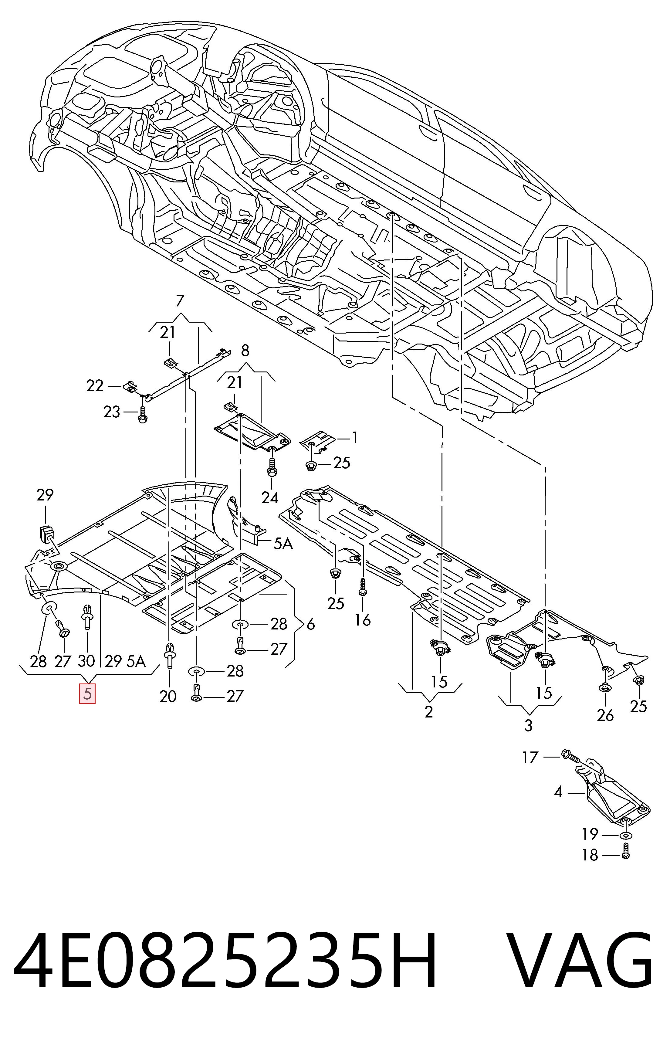 Proteção de motor, de panela (da seção de motor) Audi A8  4E2, 4E8 ao melhor preço