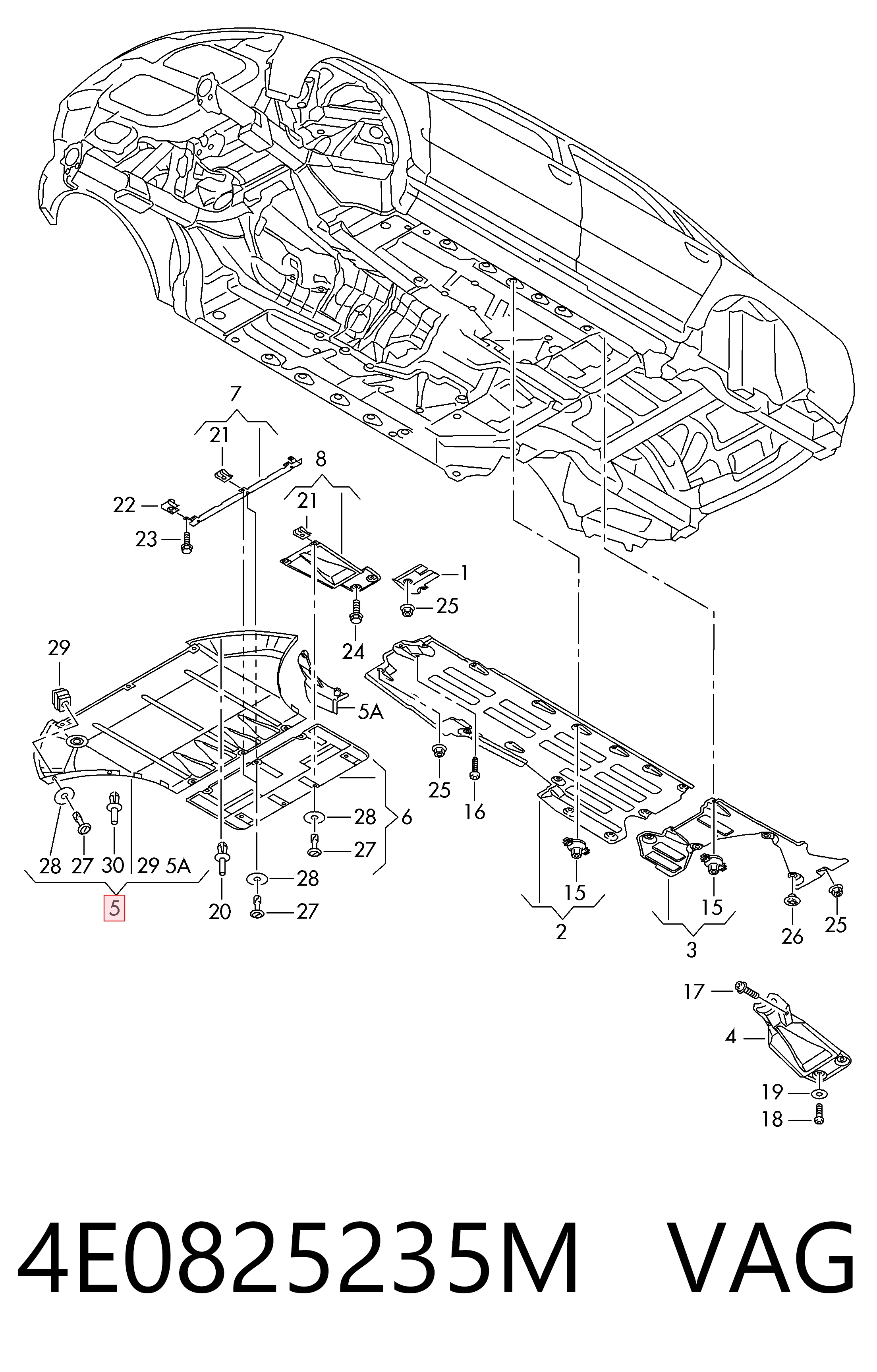 Proteção de motor, de panela (da seção de motor) Audi A8 D3 4E2, 4E8