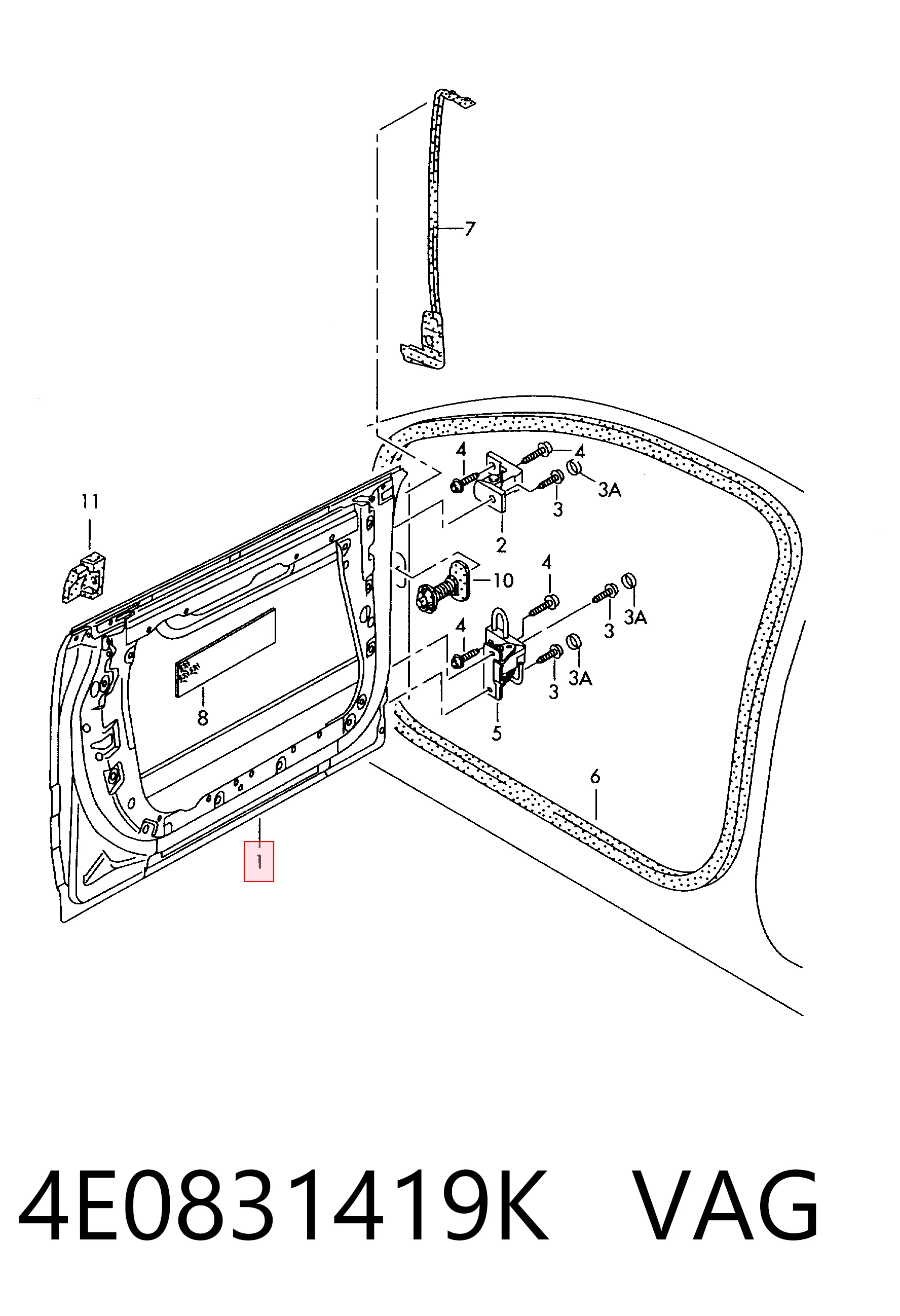 Porta dianteira esquerda para Audi A8 D3 4E2, 4E8