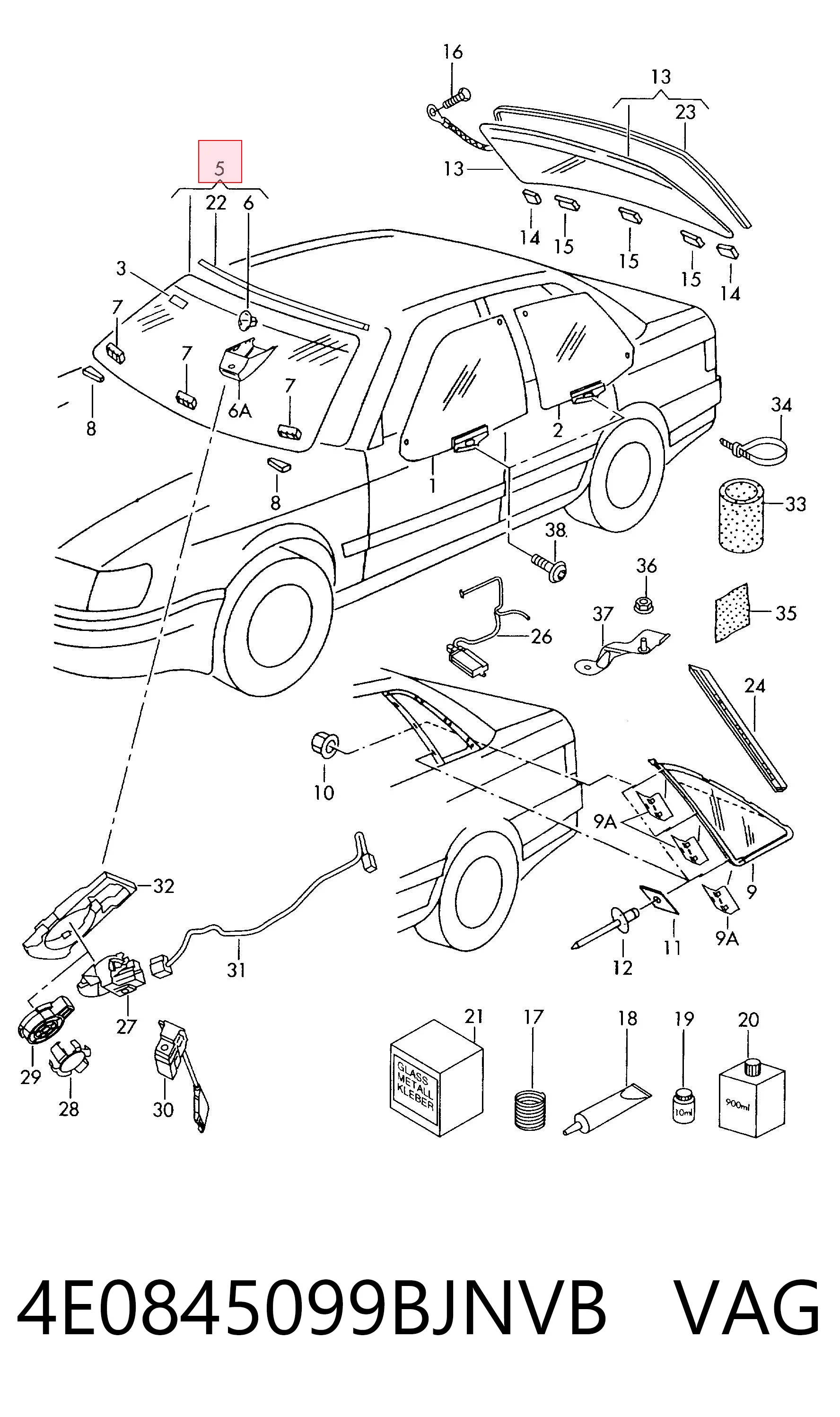 Pára-brisas para Audi A8 D3 4E2, 4E8