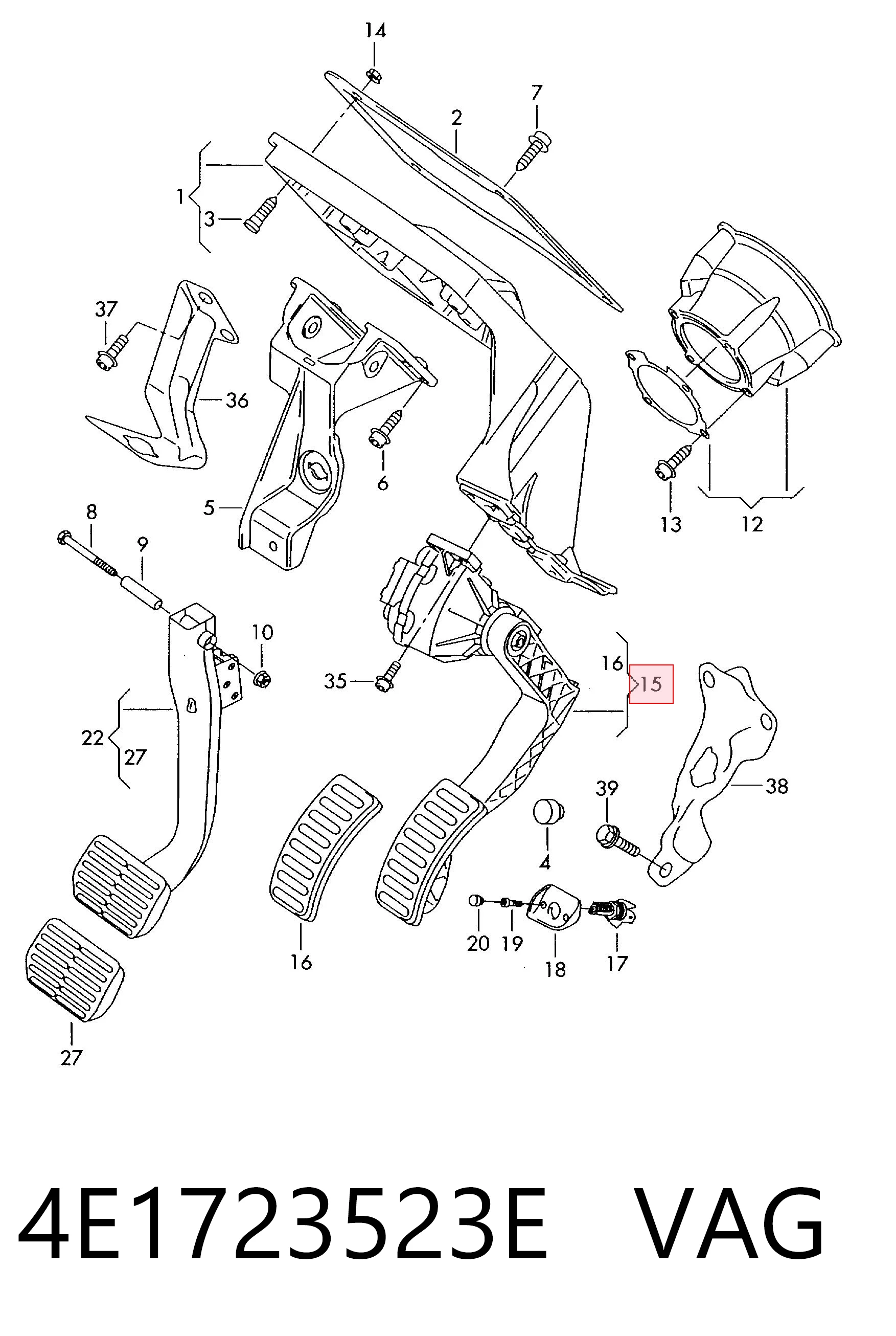 Pedal de gás (de acelerador) para Audi A8 D3 4E2, 4E8