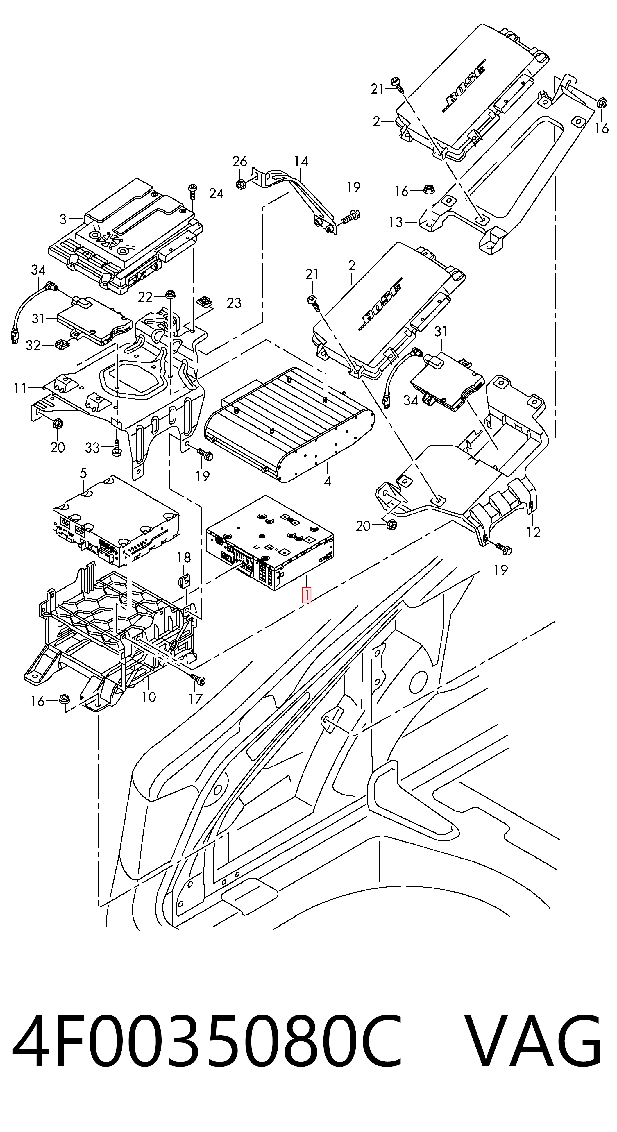  Aparelhagem de som (rádio AM/FM) Audi A6 C6 sedan (4F2) (2004 - 2011) C6