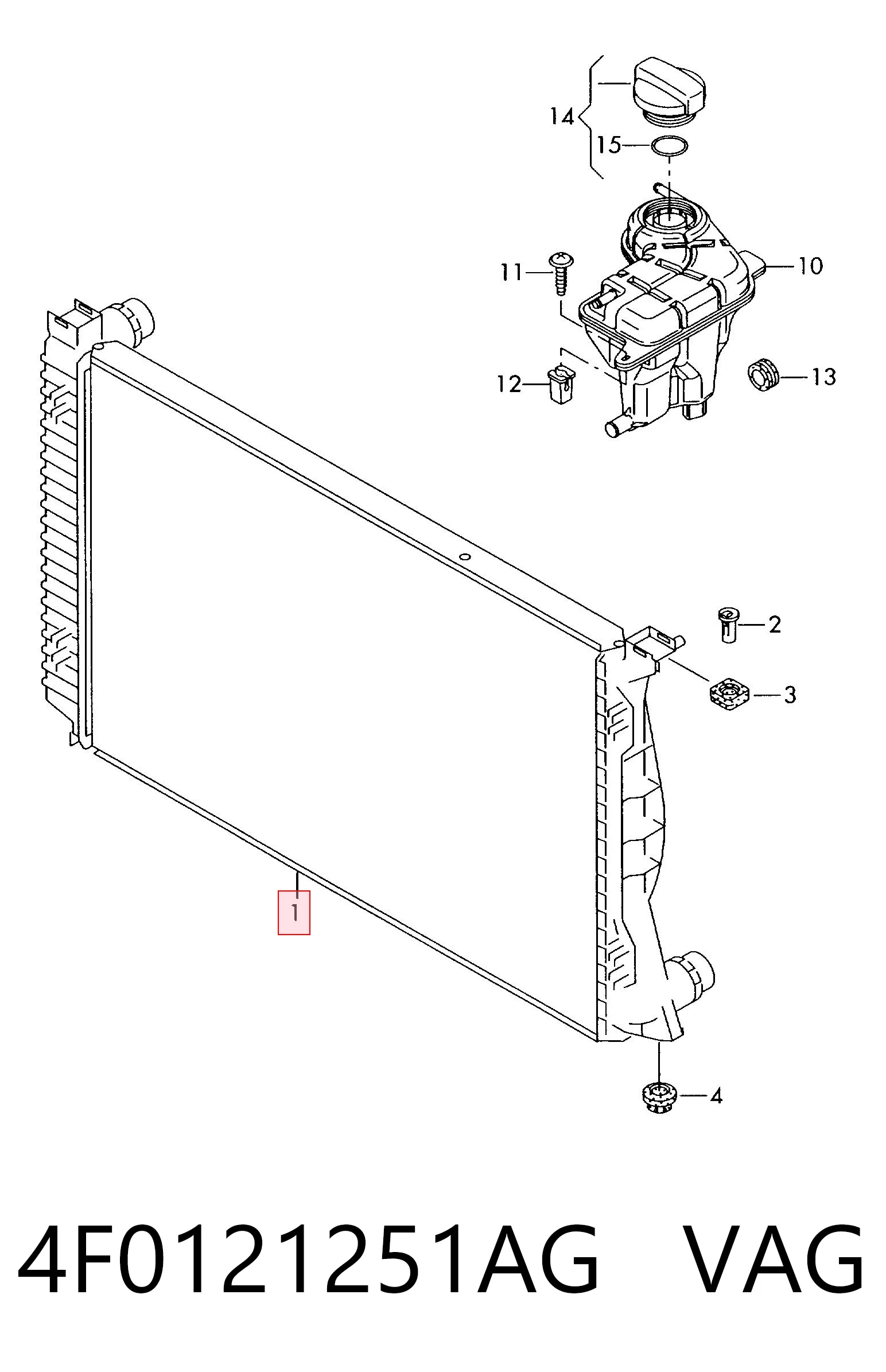 4F0121251AG VAG Radiador de esfriamento de motor