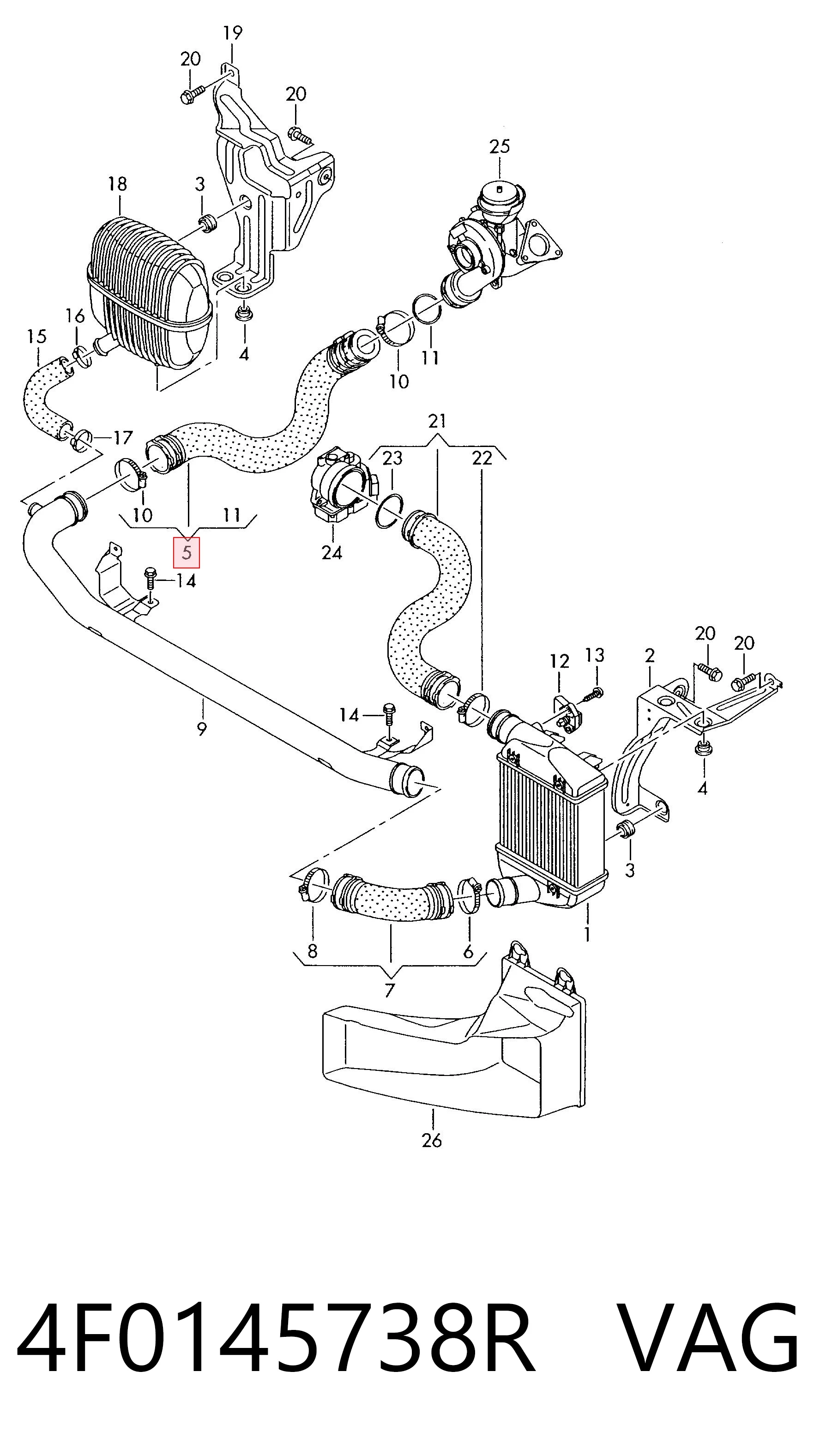 4F0145738R VAG Mangueira (cano derivado) de intercooler