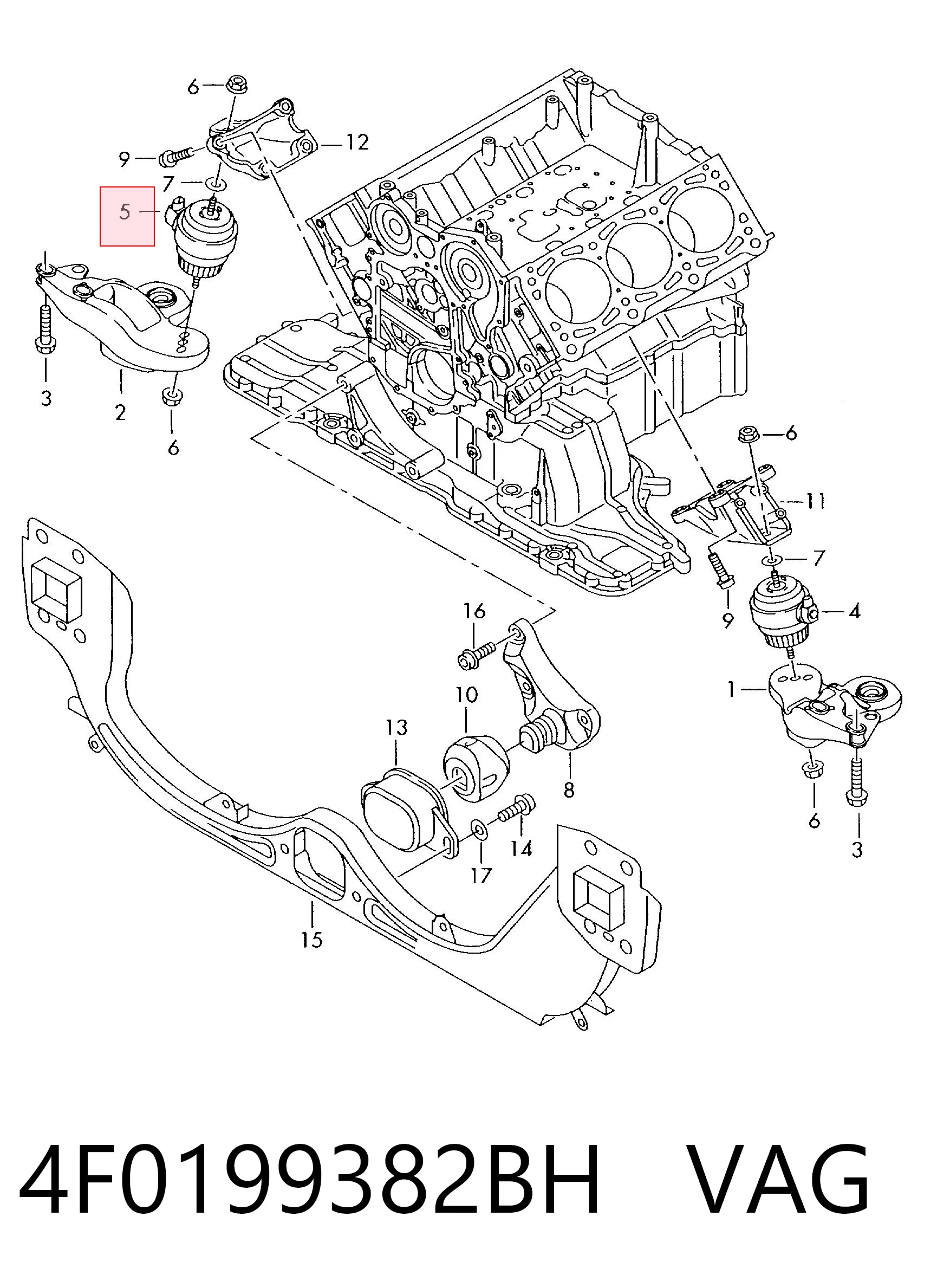 4F0199382BH VAG Coxim (suporte) direito de motor