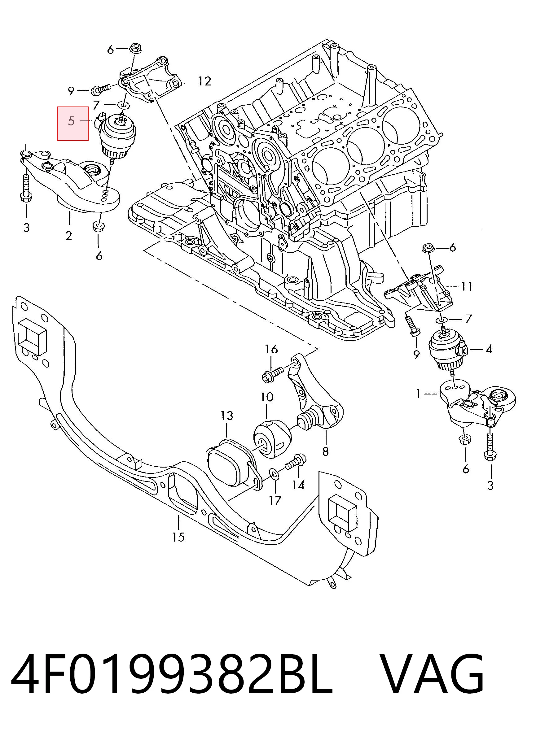 4F0199382BL VAG Coxim (suporte) direito de motor