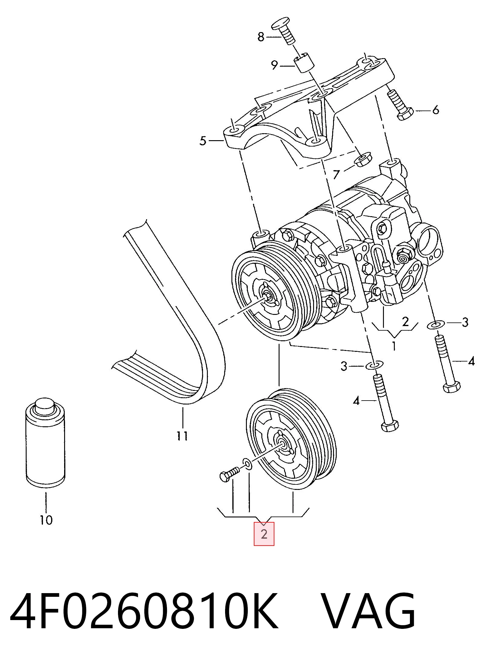 4F0260810K VAG Polia do compressor de aparelho de ar condicionado