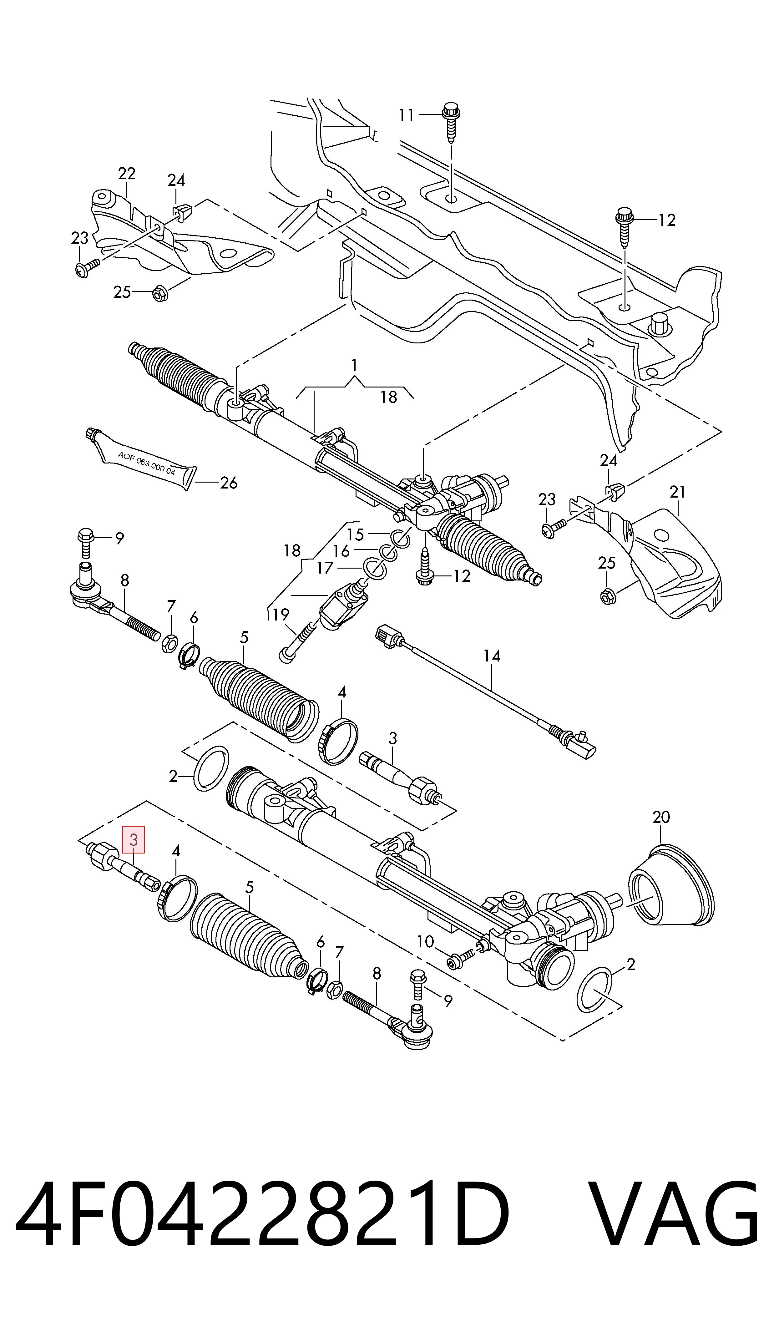 4F0422821D VAG Tração de direção