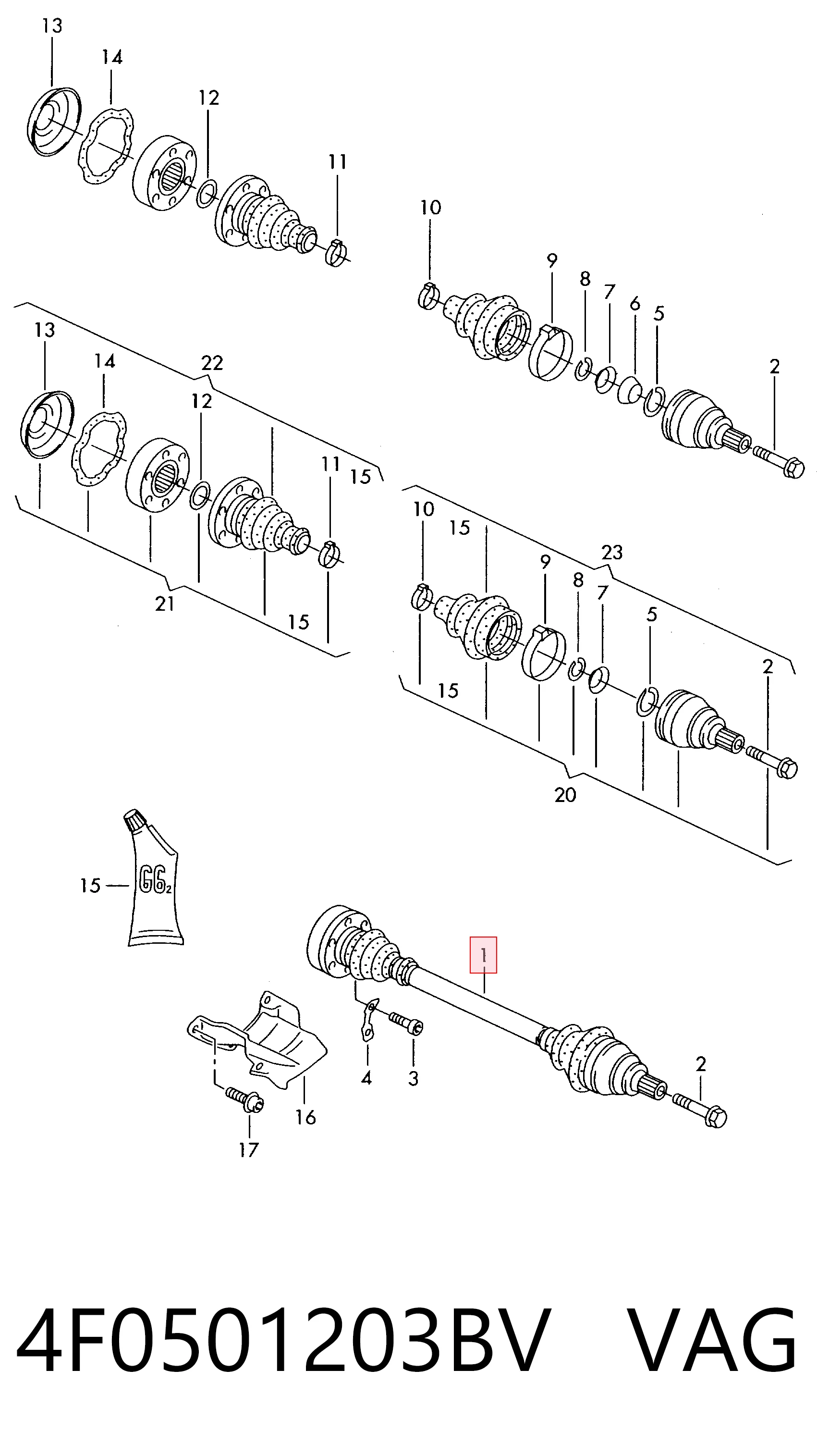 Semieixo traseiro Audi A6 C6 4F2