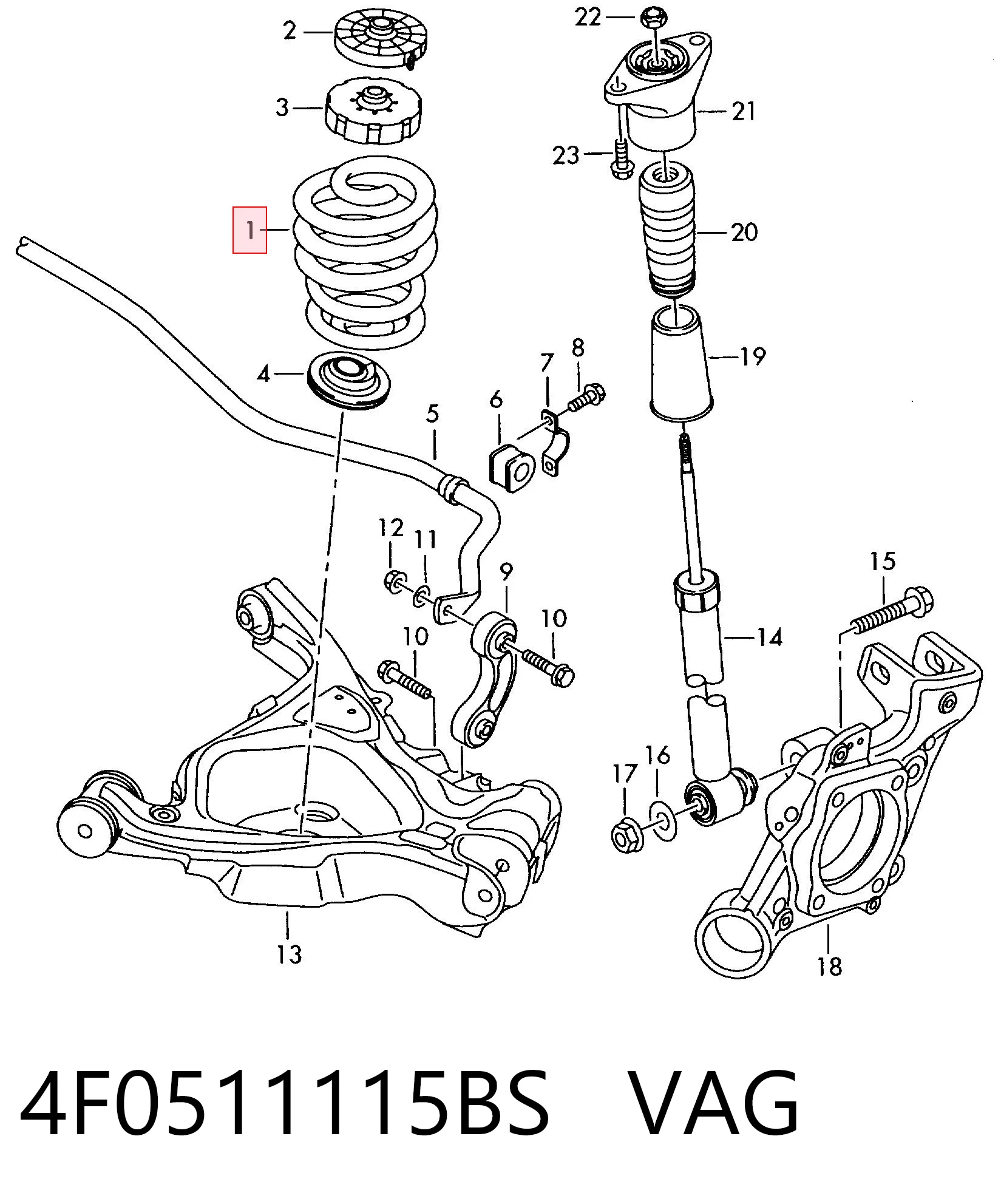 4F0511115BS VAG Mola traseira