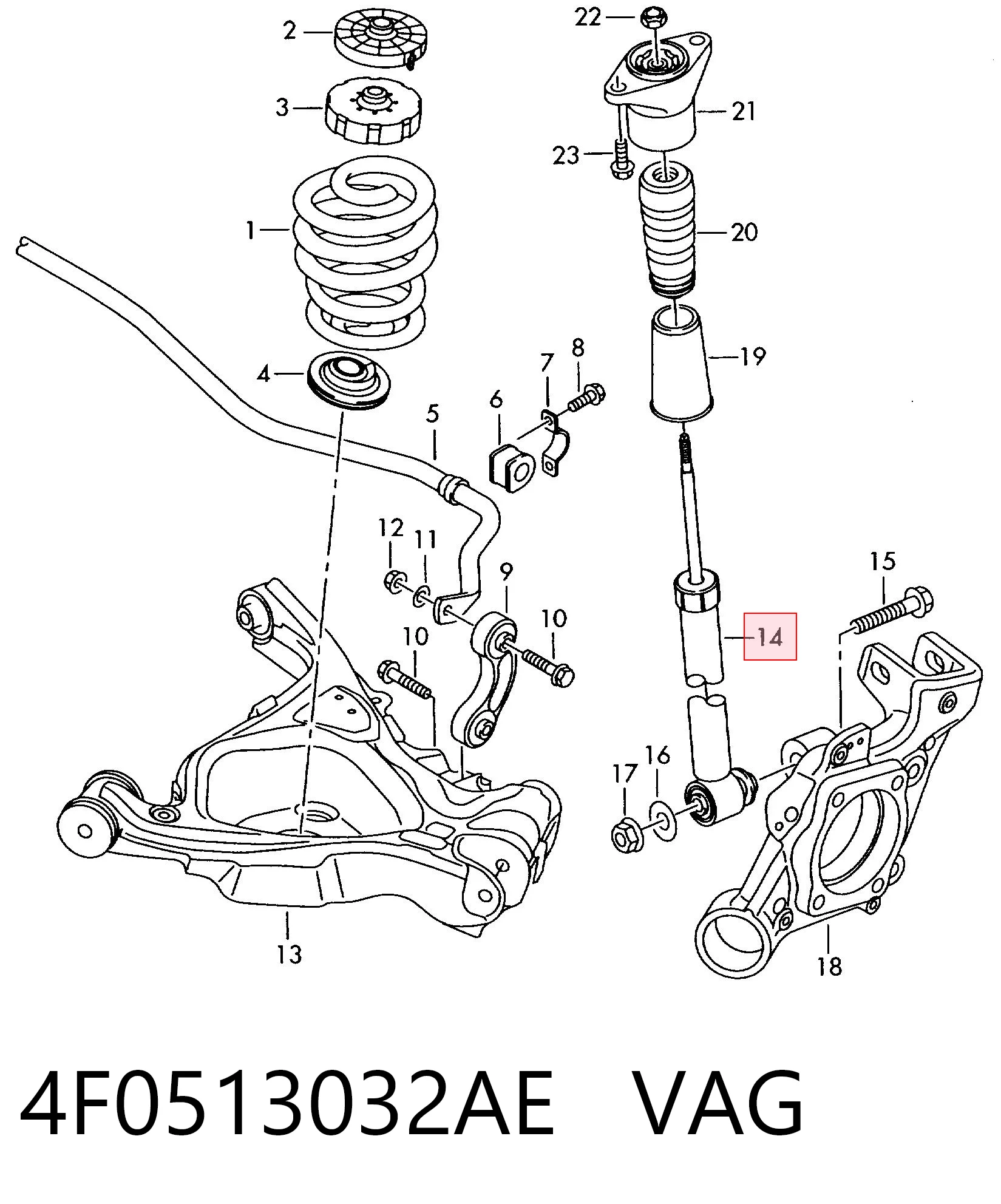 4F0513032AE VAG Amortecedor traseiro
