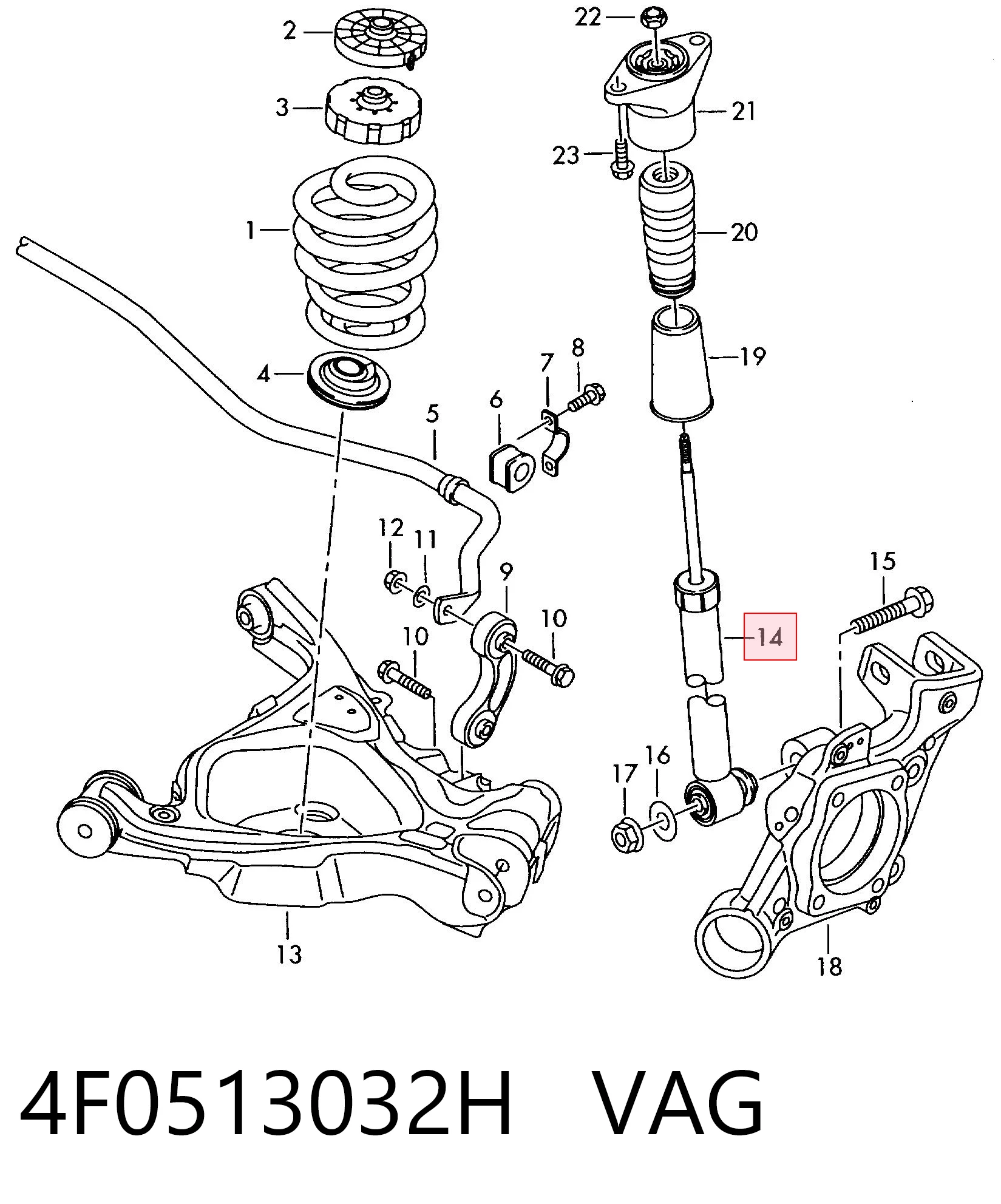 4F0513032H VAG Amortecedor traseiro