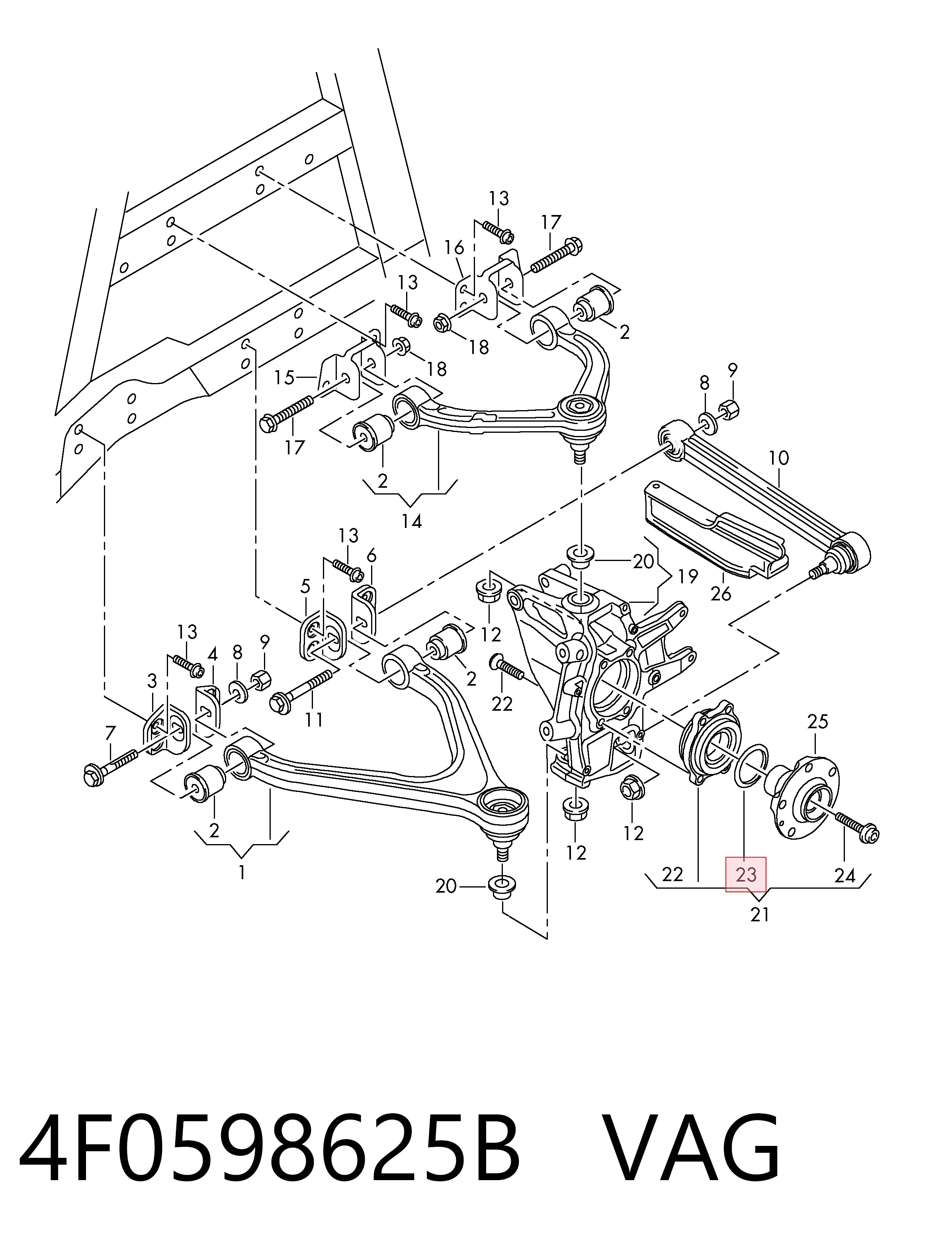 4F0598625B VAG Rolamento de cubo dianteiro/traseiro