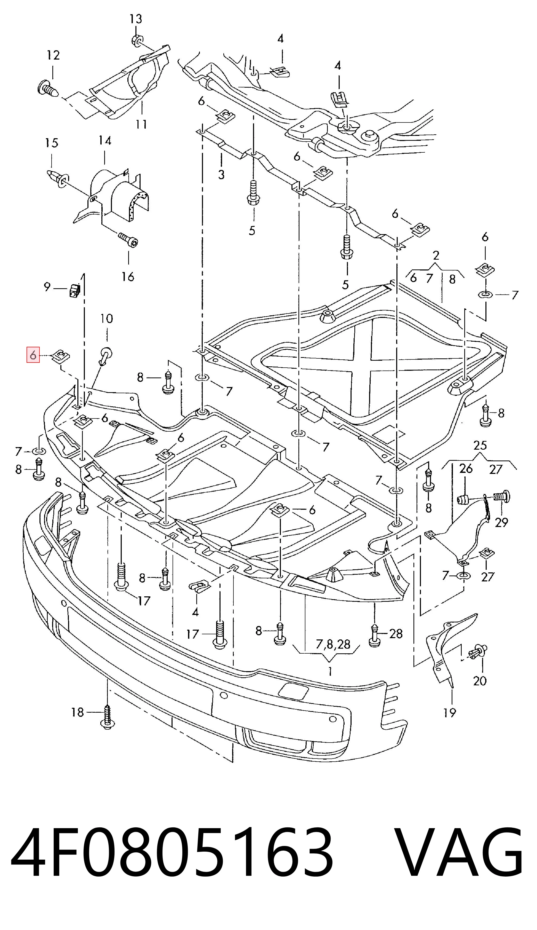 4F0805163 VAG Porca cativa para parafuso auto-roscante