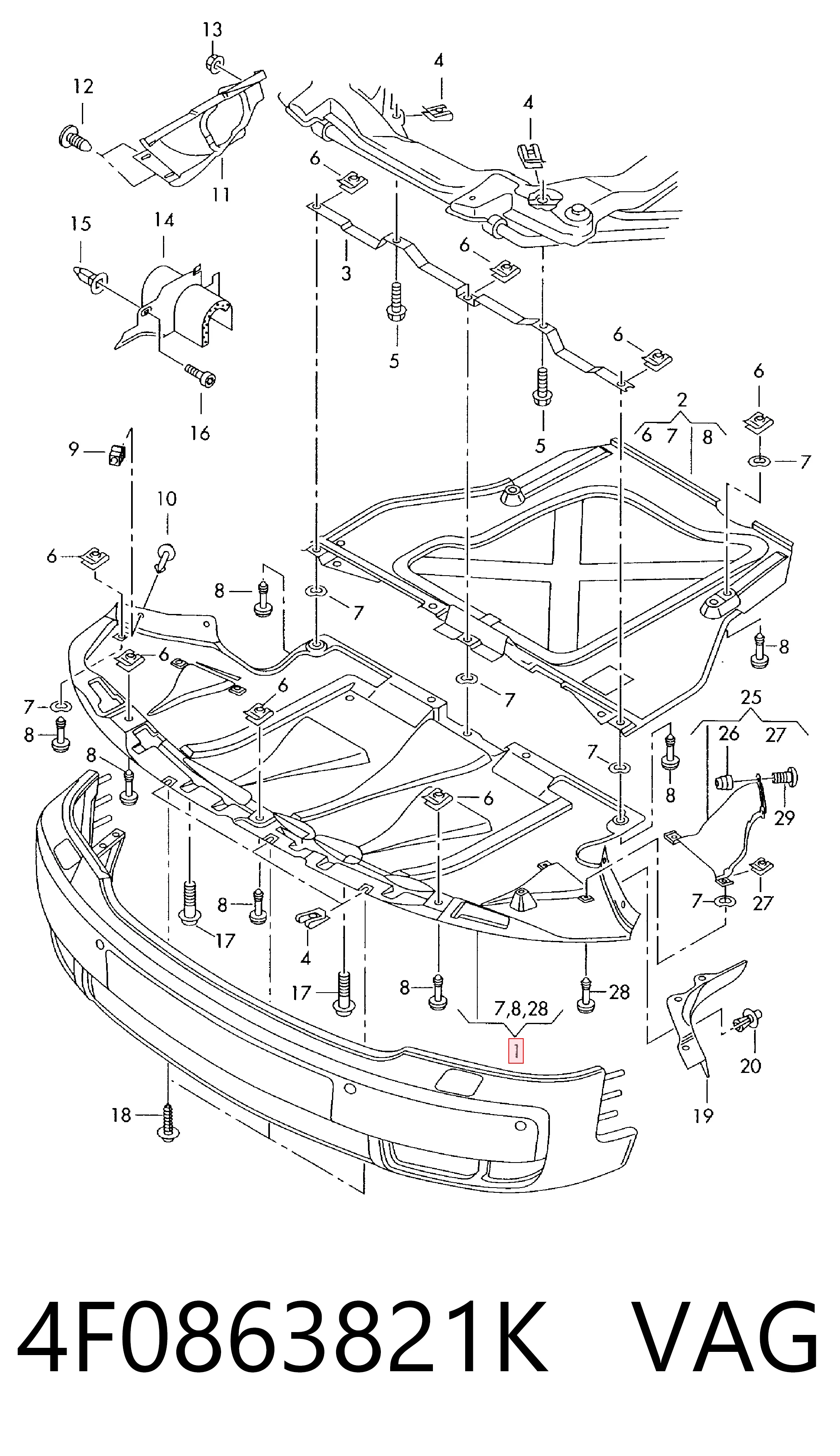 4F0863821K VAG Proteção de motor dianteira