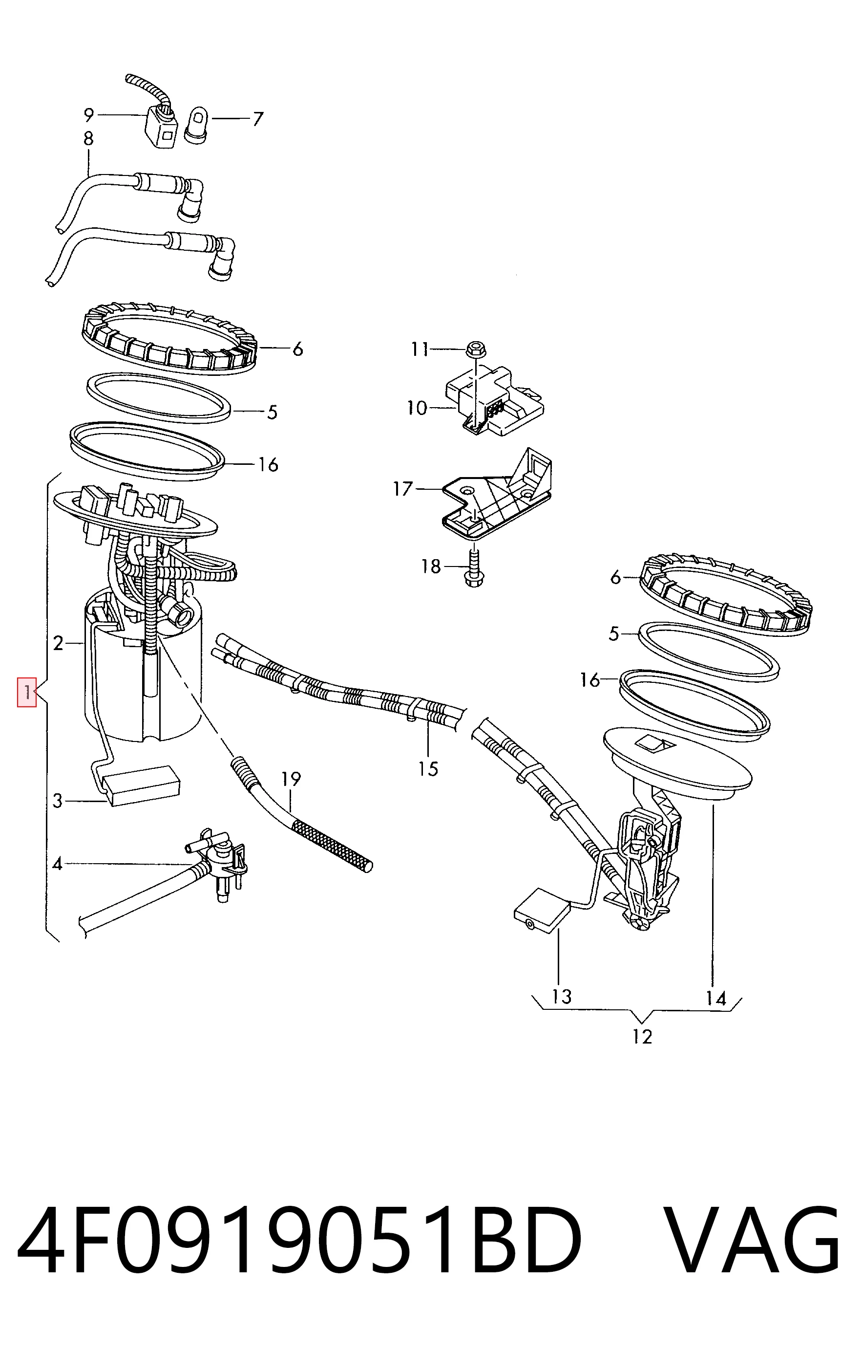 Compre Módulo de bomba de combustível com sensor do nível de combustível Audi A6 