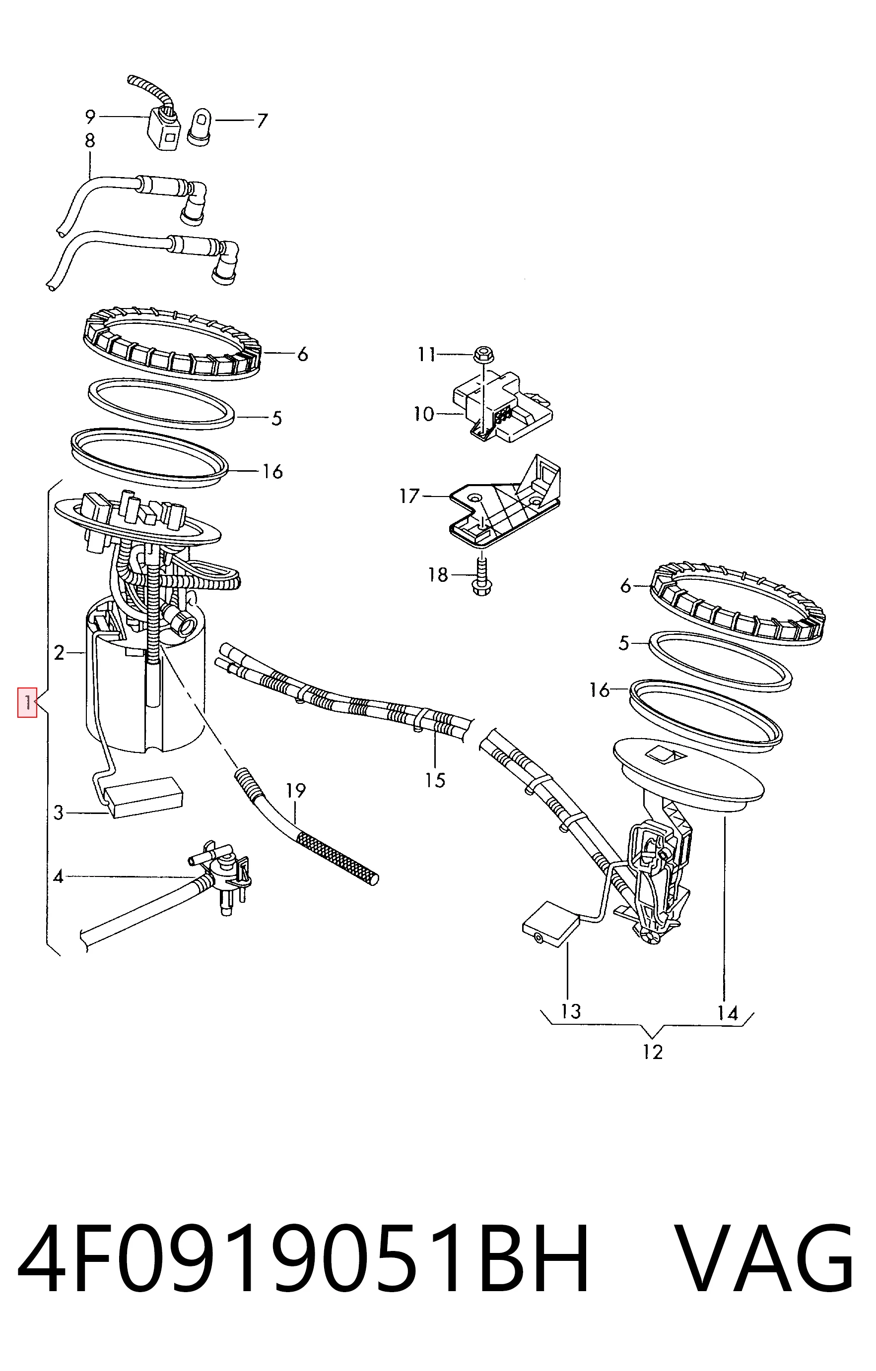 Compre Módulo de bomba de combustível com sensor do nível de combustível Audi A6 