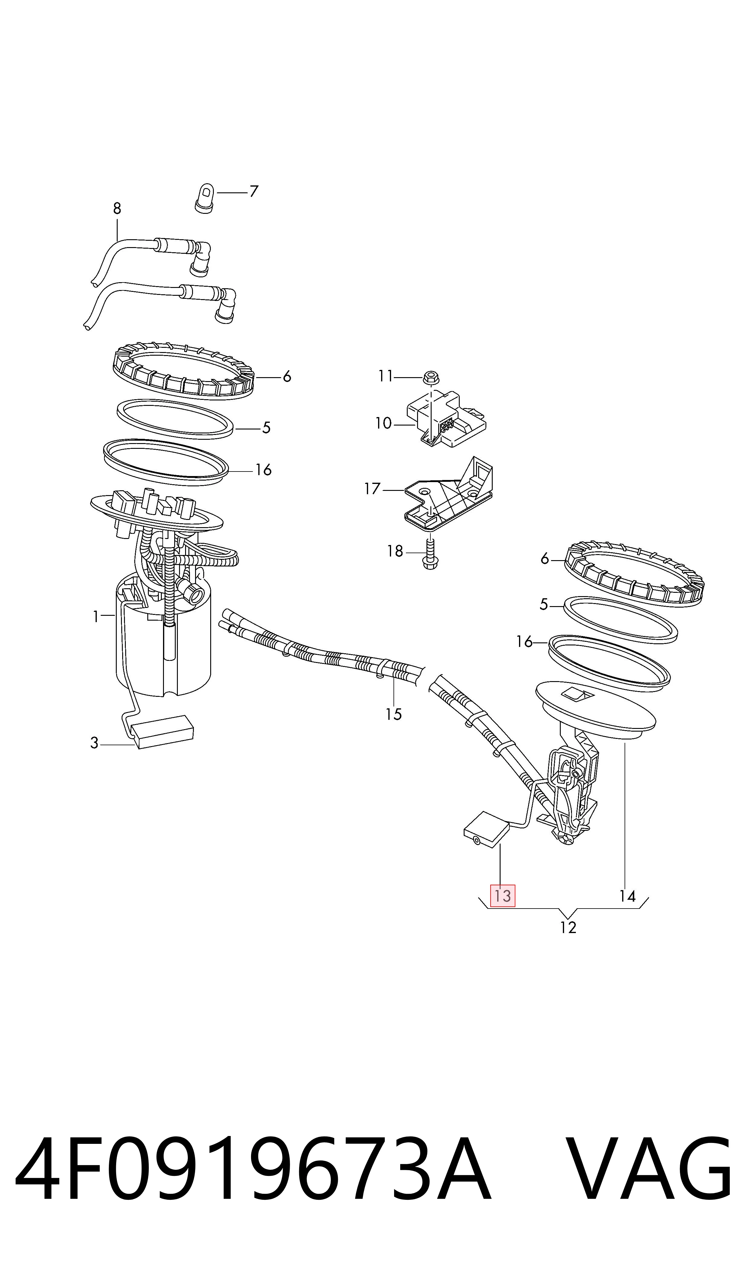 4F0919673A VAG Sensor esquerdo do nível de combustível no tanque