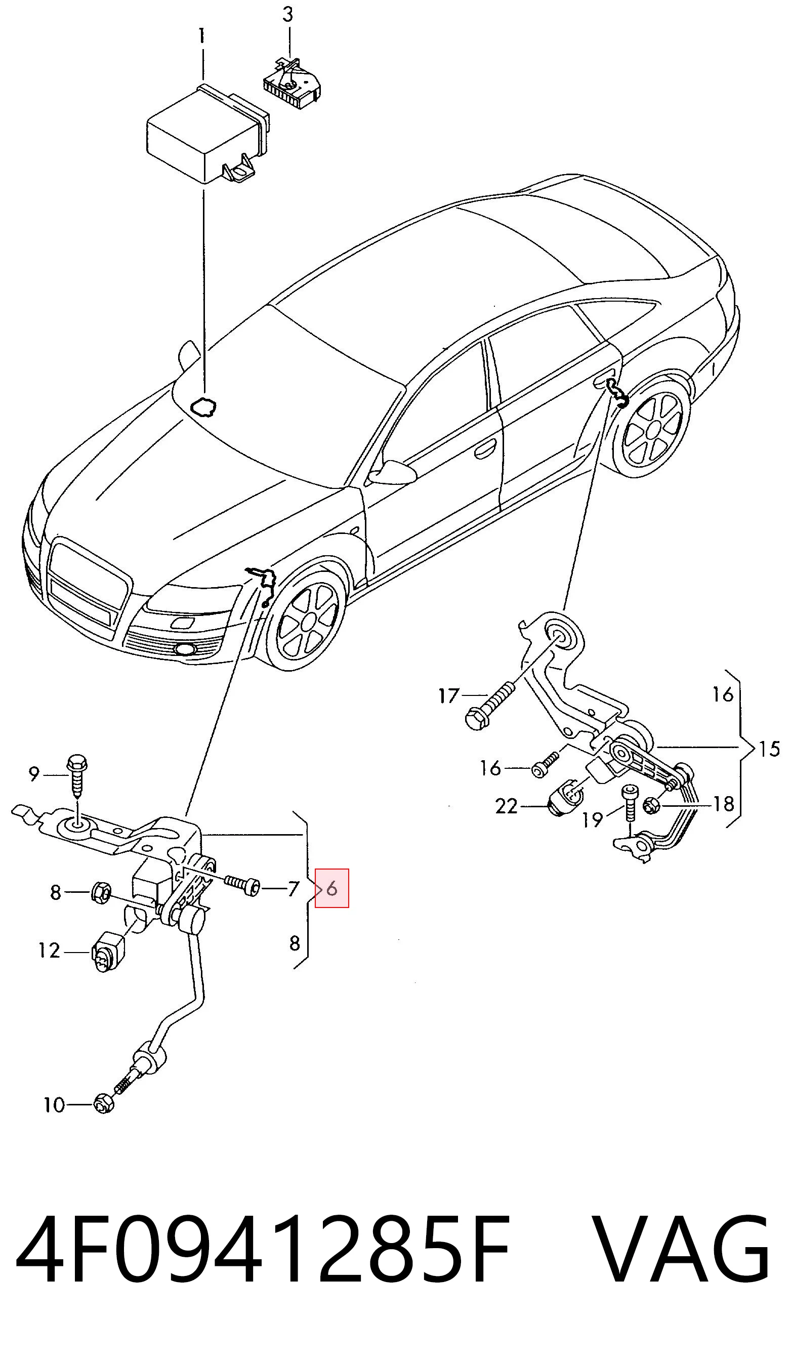 4F0941285F VAG Sensor dianteiro esquerdo do nível de posição de carroçaria