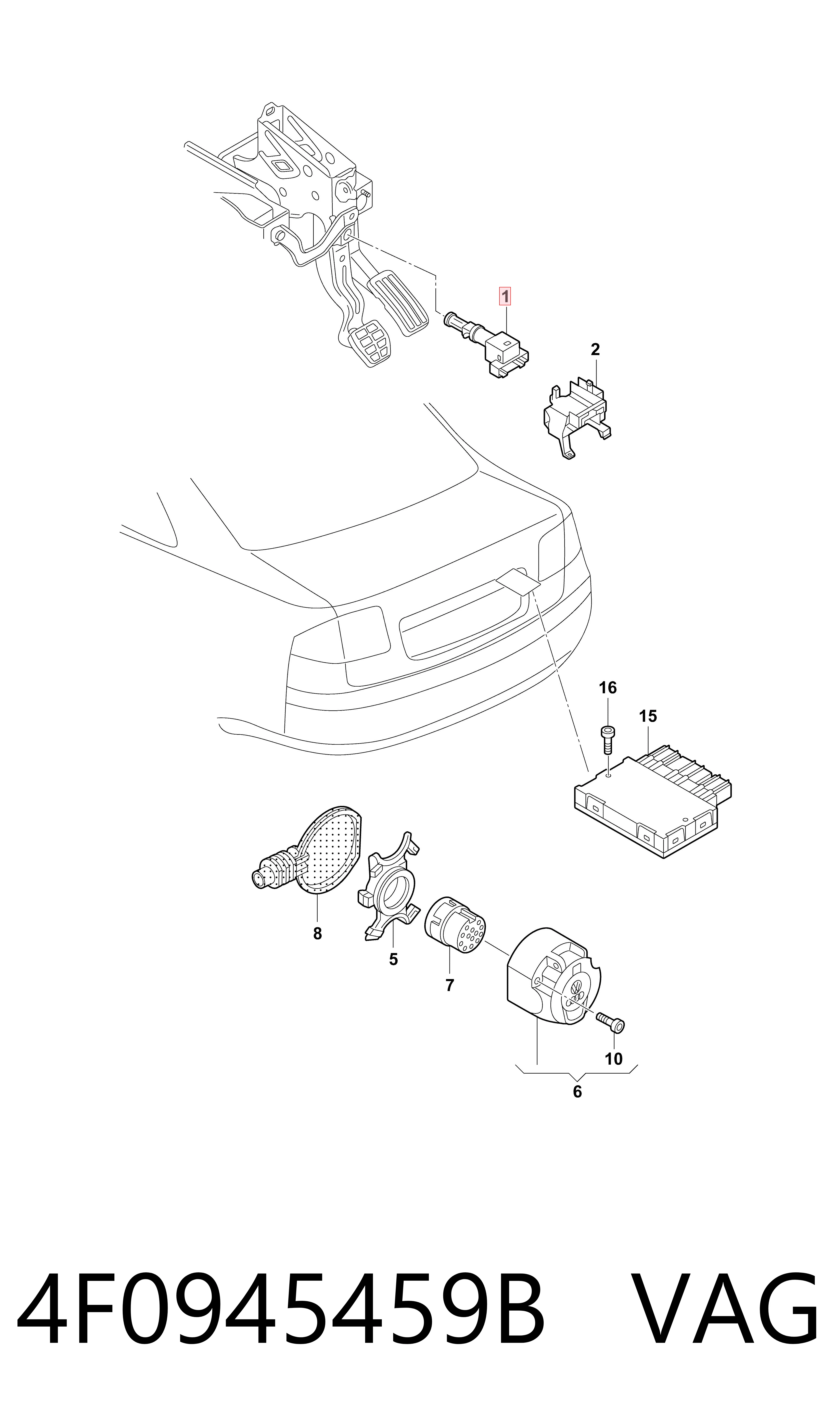 4F0945459B VAG Sensor de ativação do sinal de parada