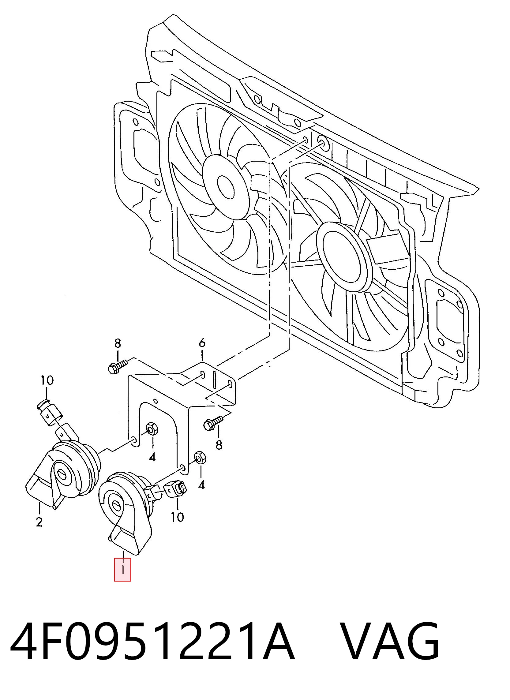 4F0951221A VAG Sinal sonoro (cláxon)