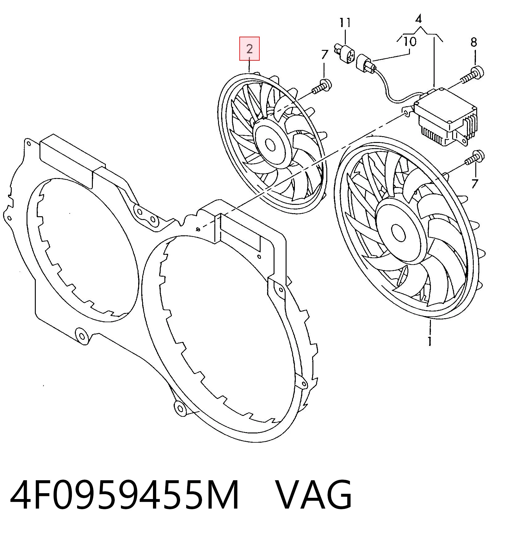 Ventilador elétrico de esfriamento montado (motor + roda de aletas) Audi A6  4FH ao melhor preço