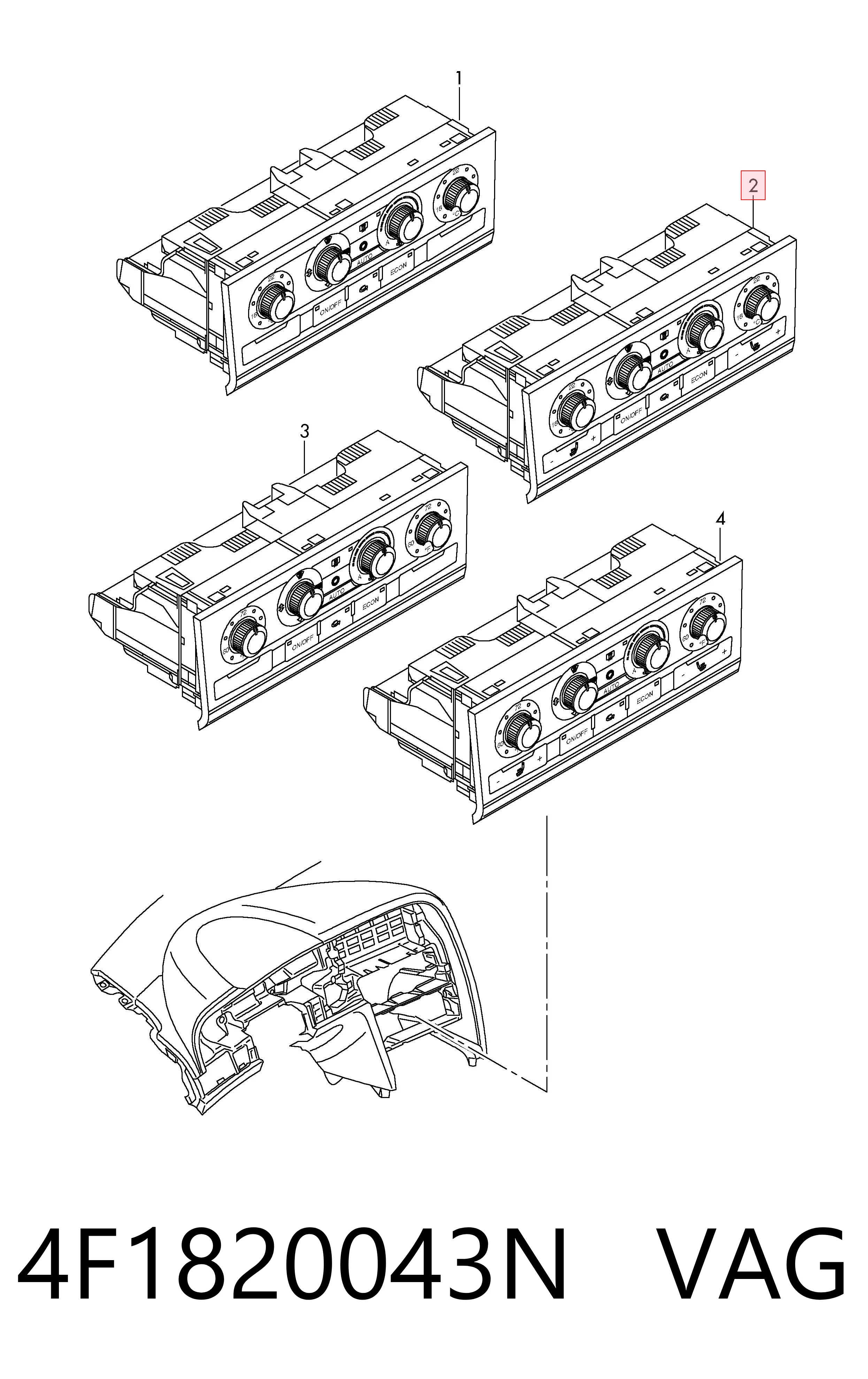 Unidade de controlo dos modos de aquecimento/condicionamento Audi A6 C6 4F5