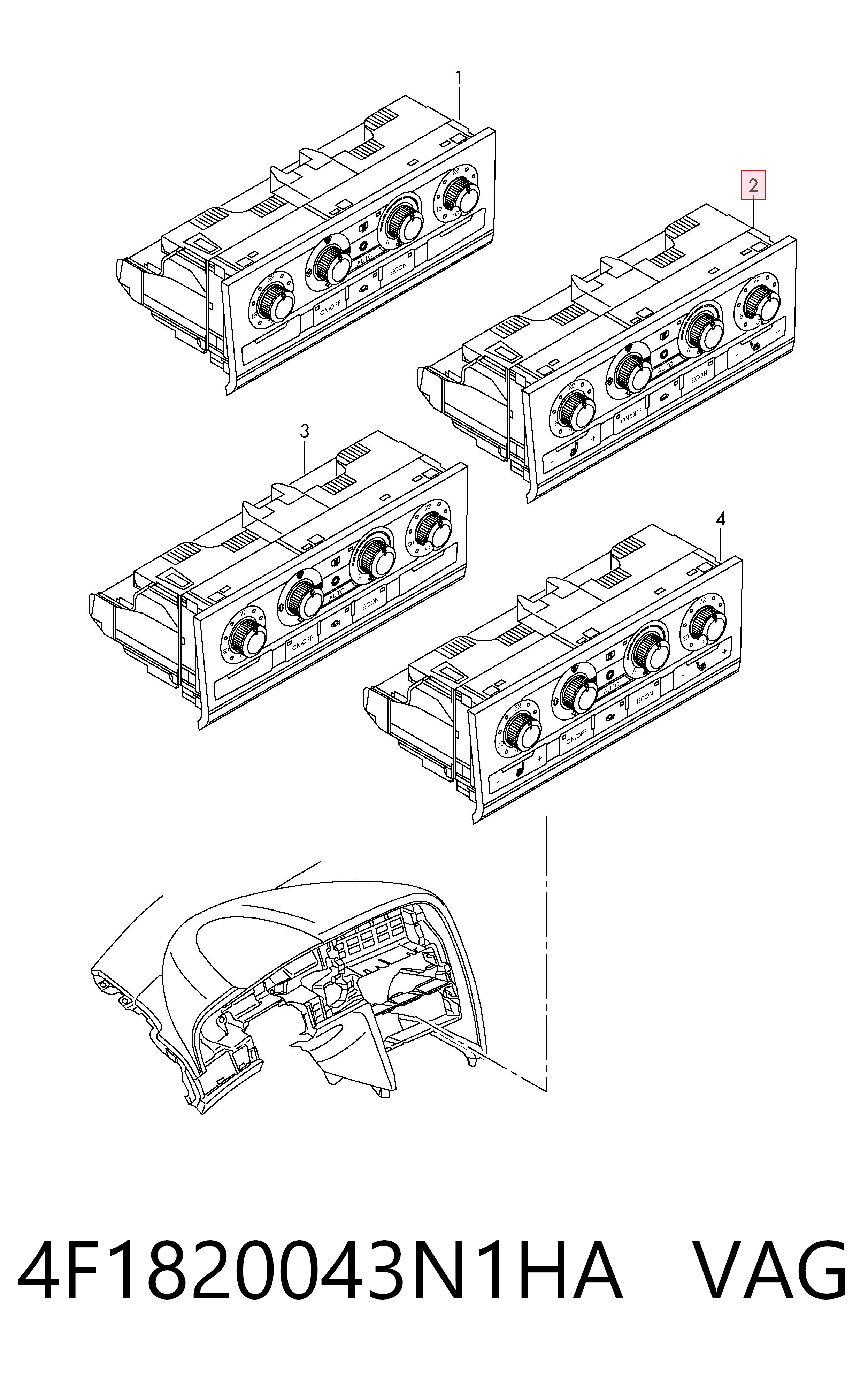 Unidade de controlo dos modos de aquecimento/condicionamento Audi A6  4F5 ao melhor preço