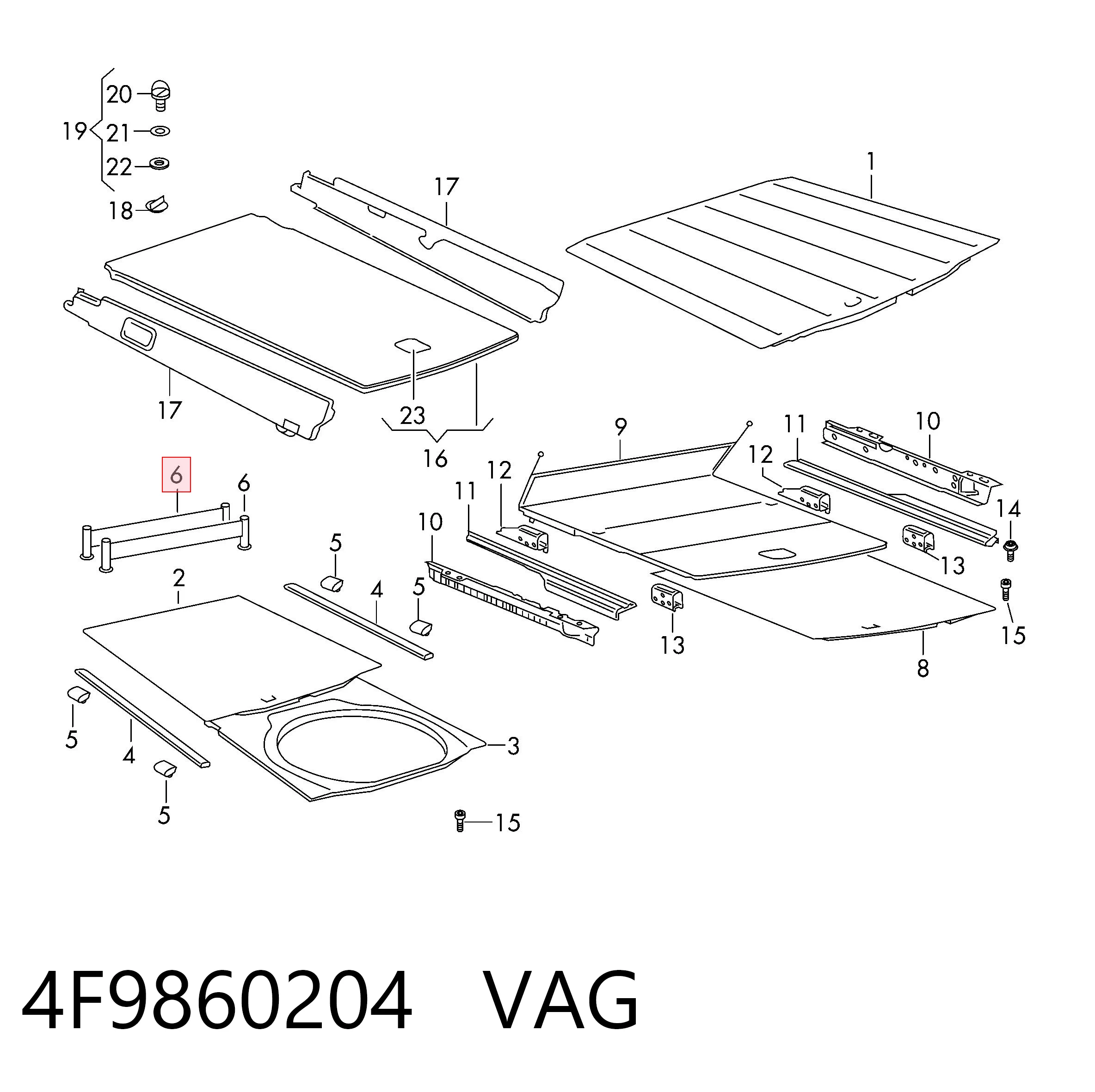 4F9860204 VAG Organizador de porta-malas (fixador de bagagem)