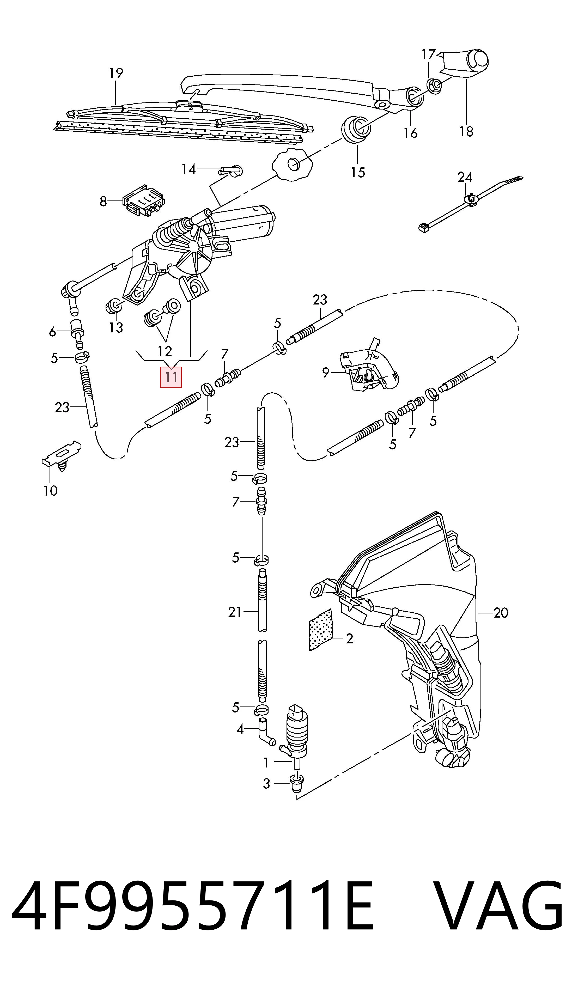 Compre 4F9955711E VAG Motor de limpador pára-brisas de vidro traseiro