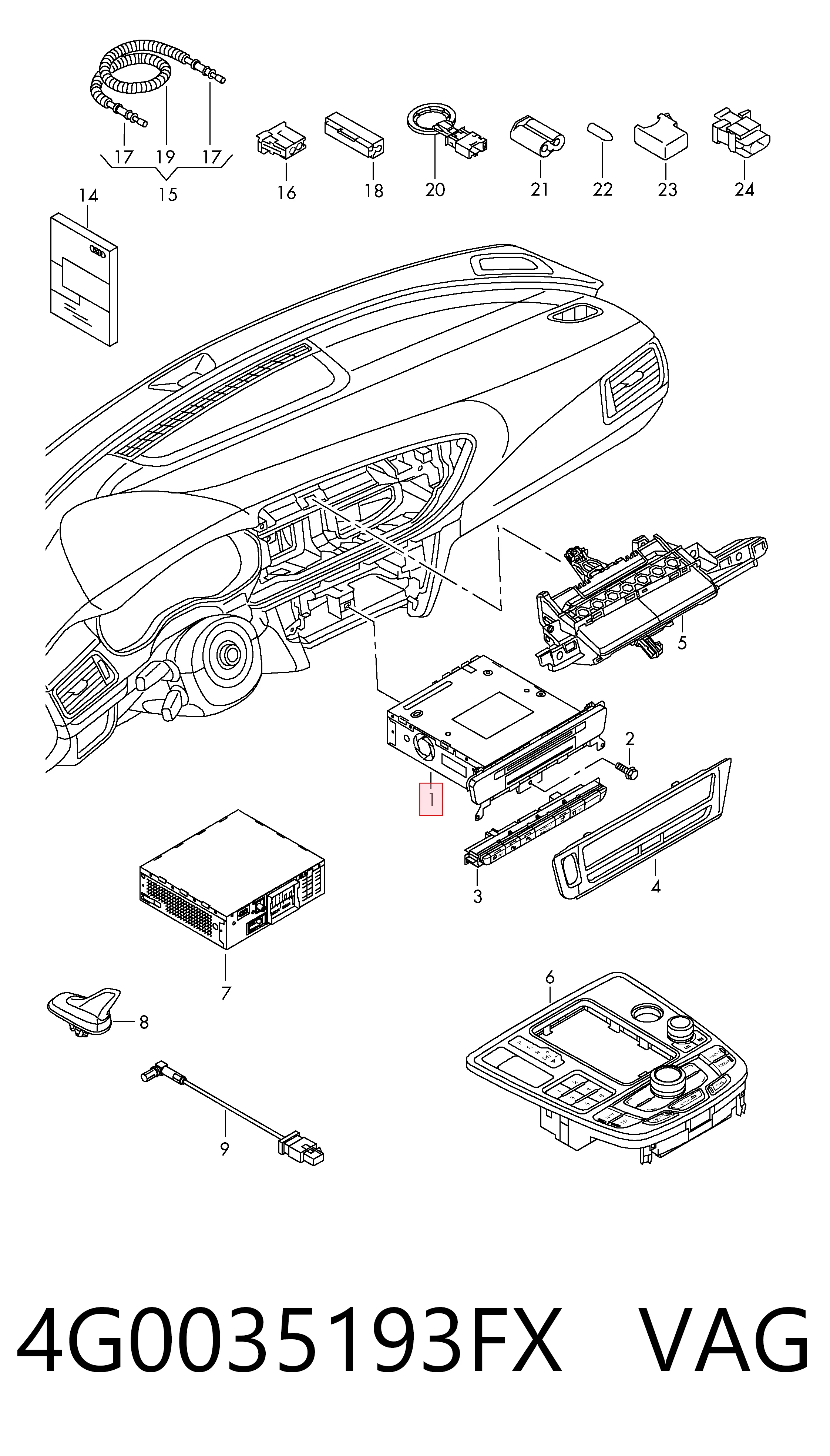 Aparelhagem de som (rádio AM/FM) Audi A6 C7 4G2, 4GC