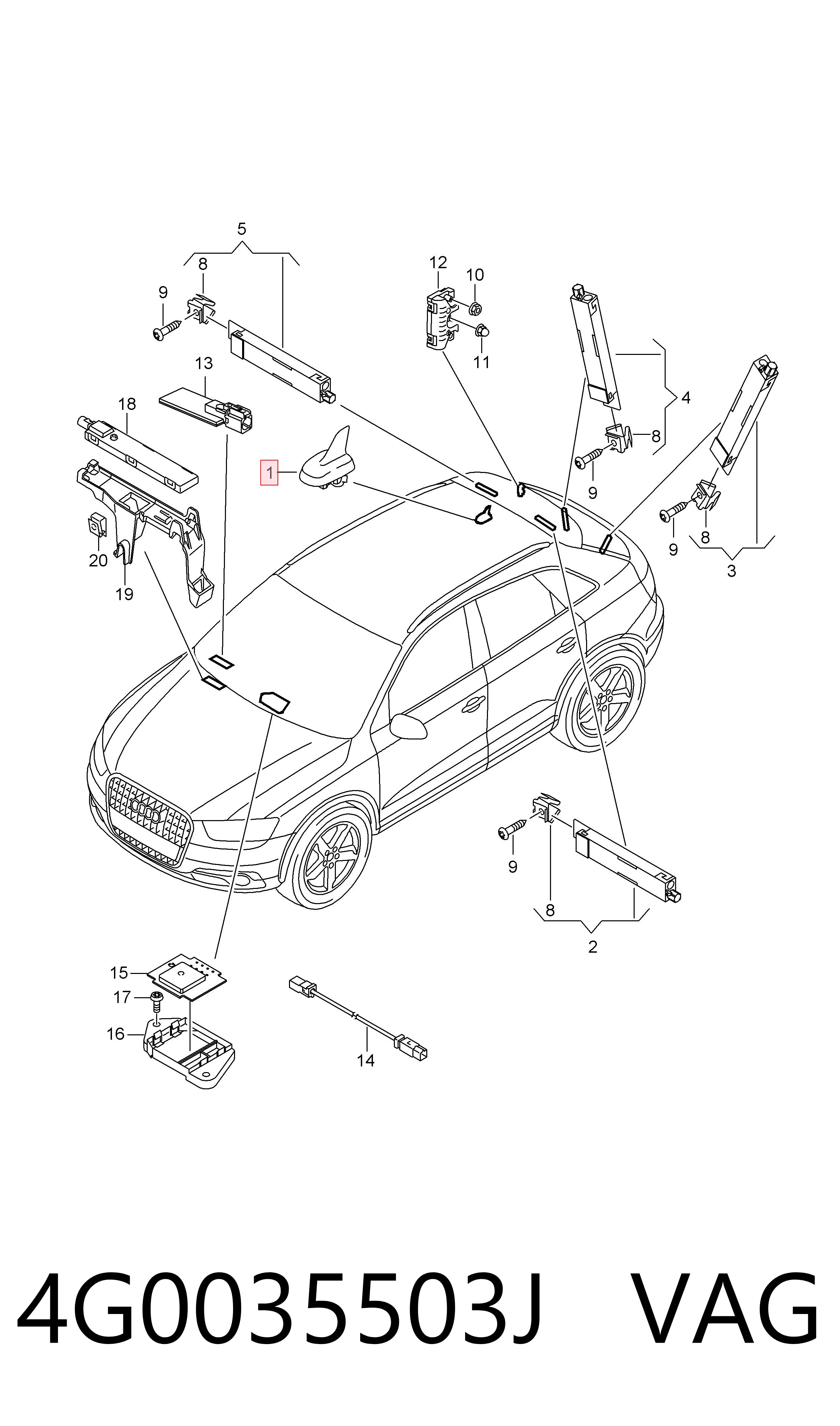 Antena para Audi TT  FV3, FVP