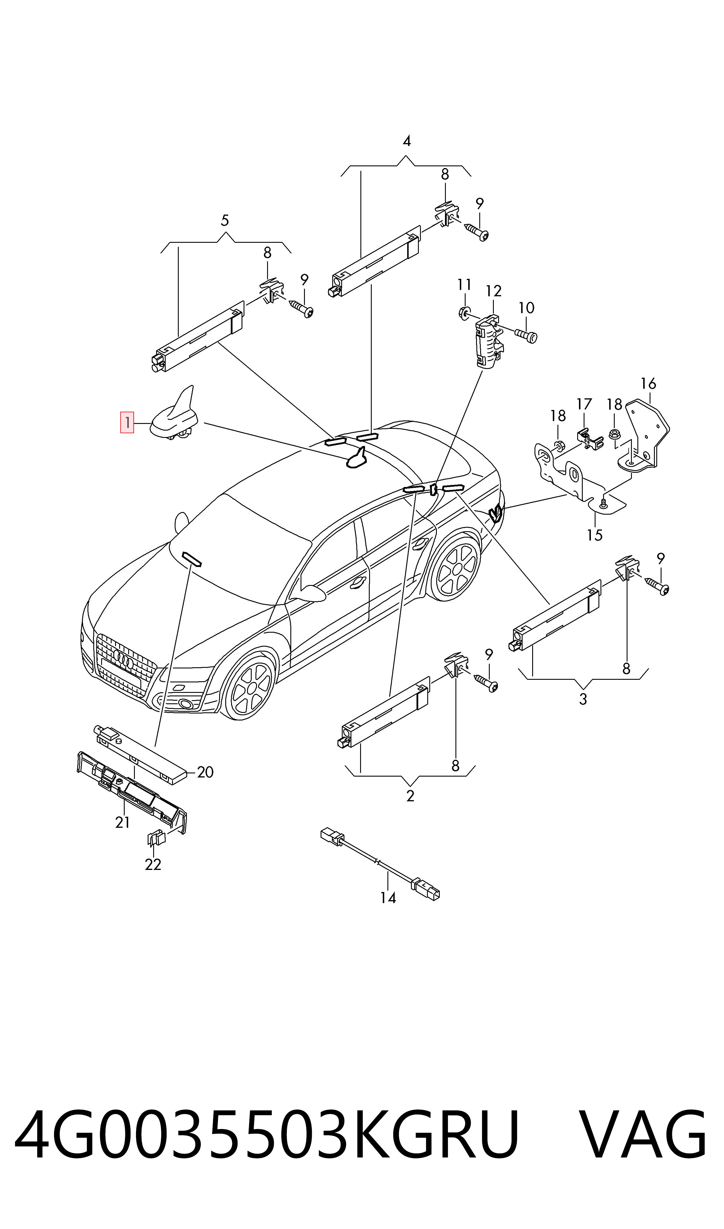 Antena para Audi TT  FV3, FVP