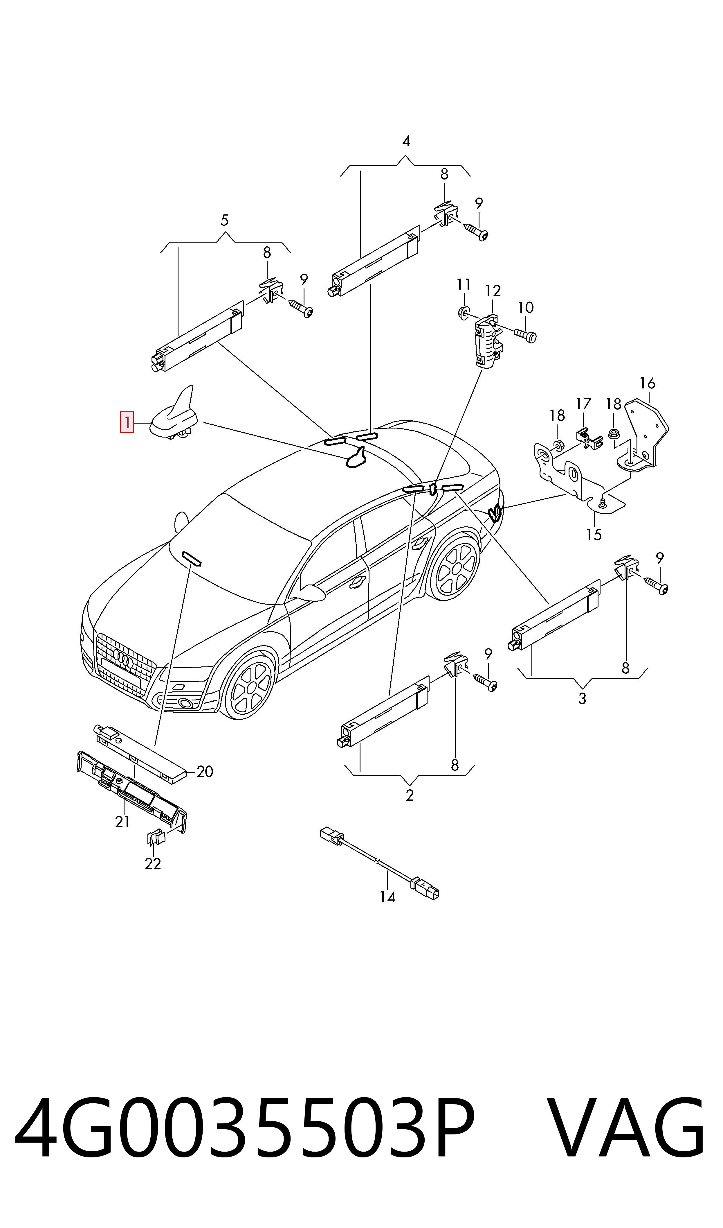  Antena Audi A7 Sportback liftback (4GA, 4GF) (2010 - 2018) Sportback