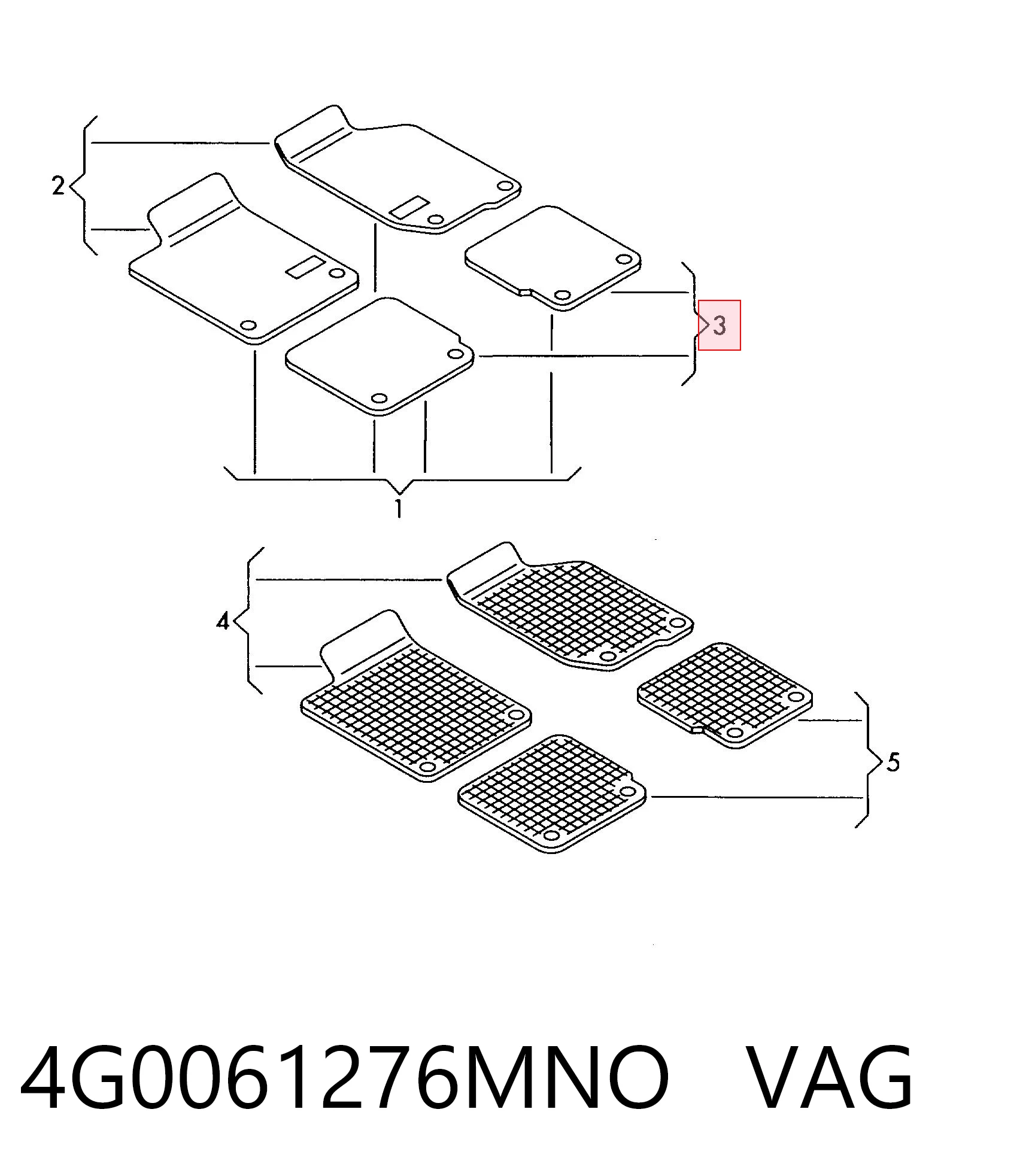 4G0061276MNO VAG Tapete traseiro, kit de 2 un.